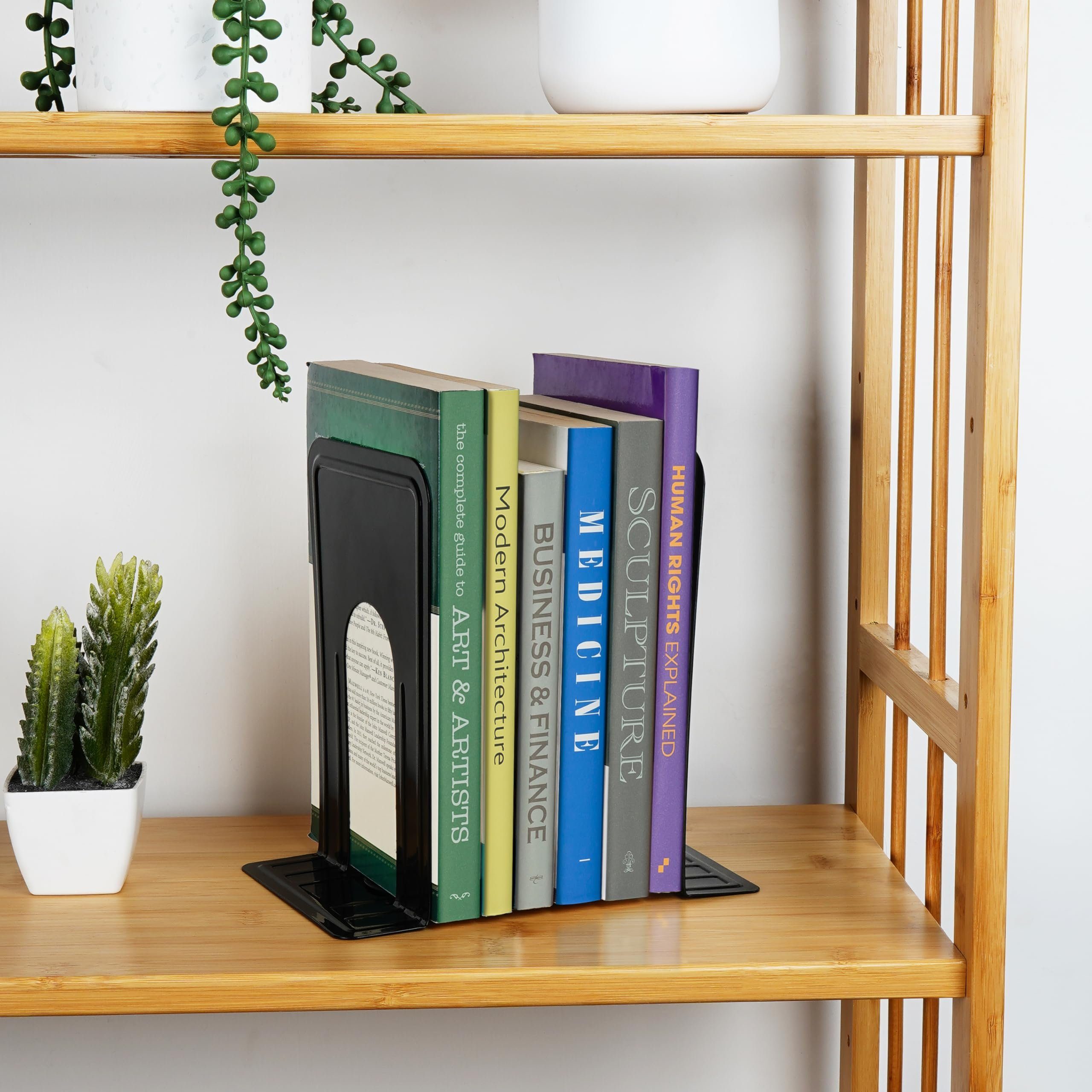 Belle Vous Zeitungsständer Metallische Schwarze Rutschfeste Buchstützen für Bücher und DVDs, Metal Black Anti-Slip Bookends for Books and DVDs