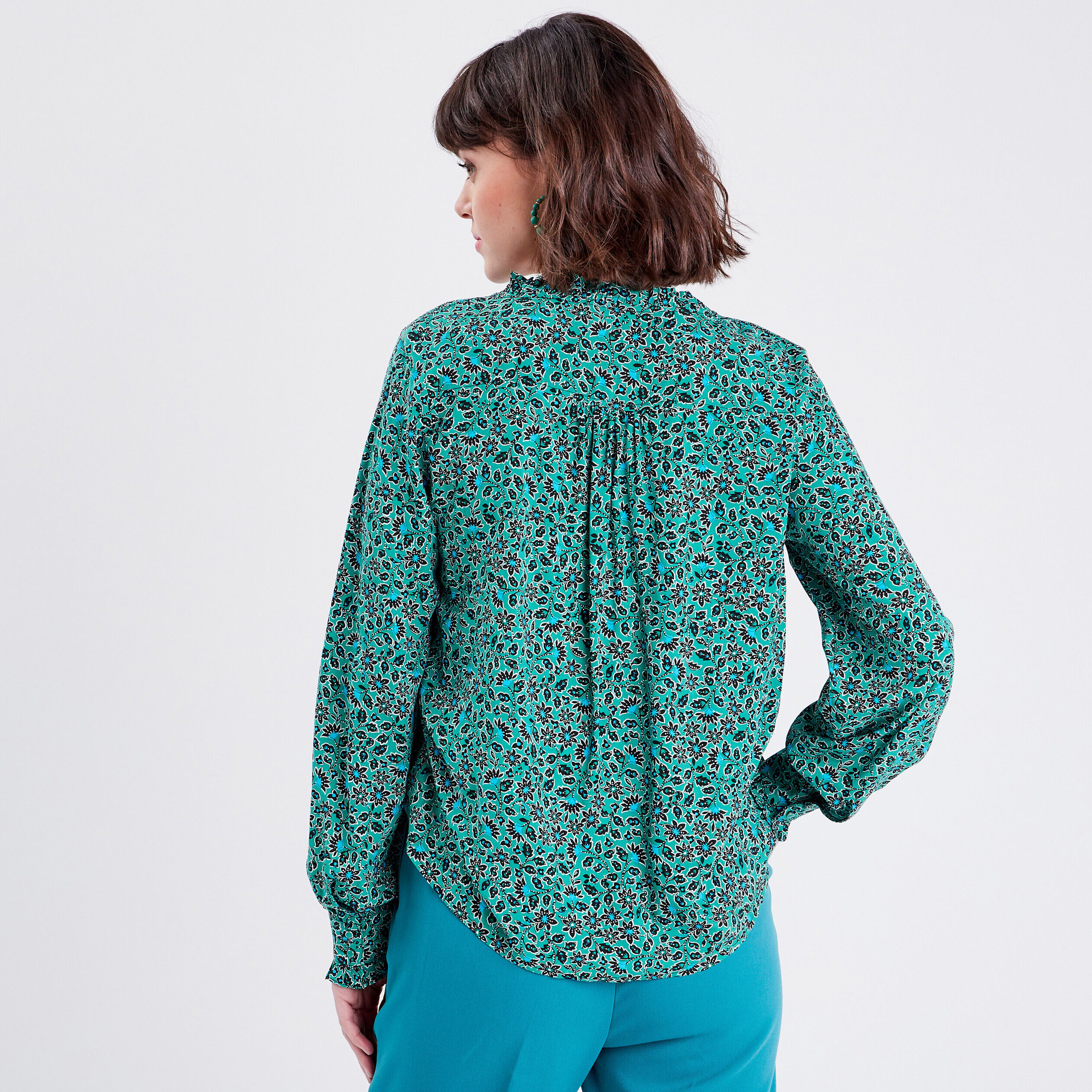 Blouse manches longues vert femme | Cache Cache