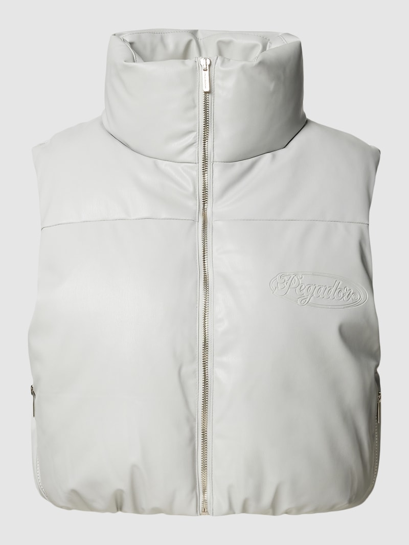 Cropped Lederweste mit Label-Prägung Modell 'Zito' in ecru