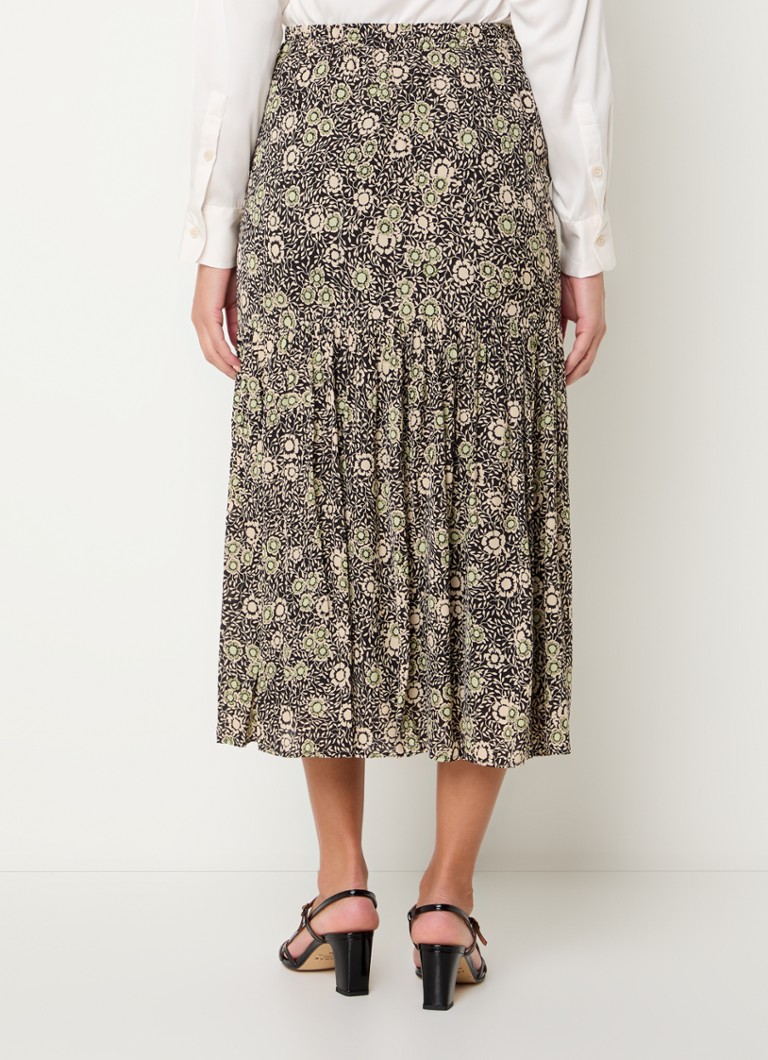 Fustă midi Damya de la Gerard Darel cu imprimeu floral și volane.