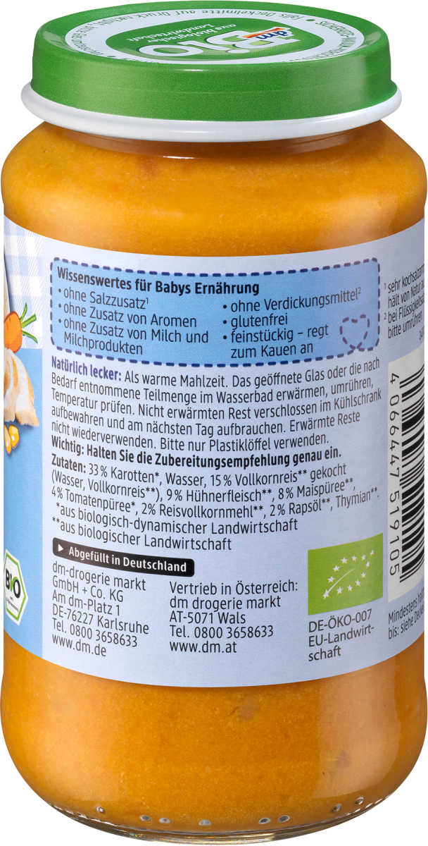 Menü Gemüsereis mit Huhn, ab dem 8.Monat, 220 g