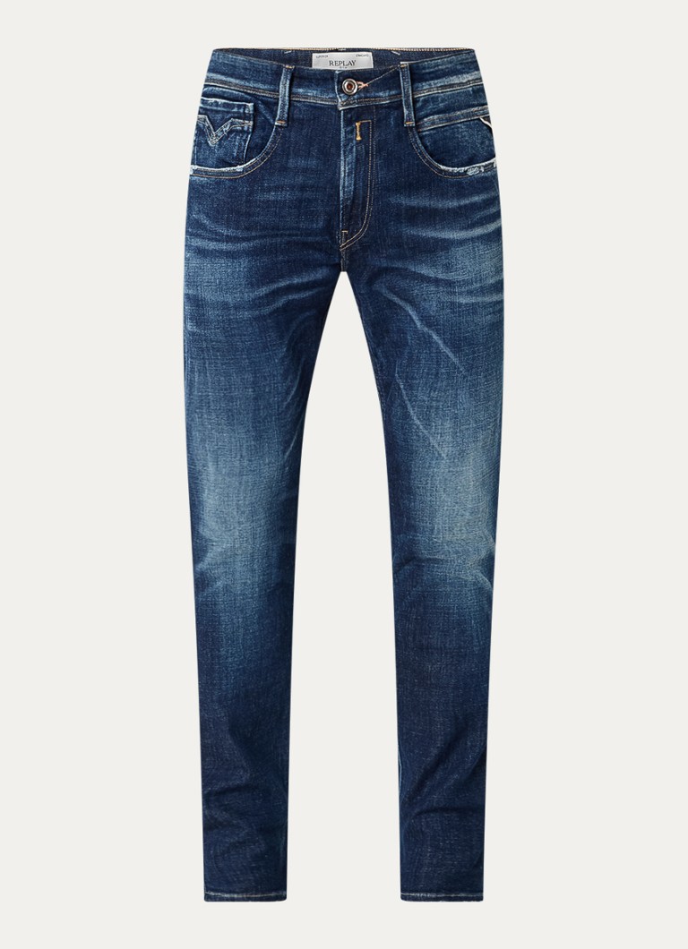 Calça jeans Replay Anbass slim fit com lavagem escura