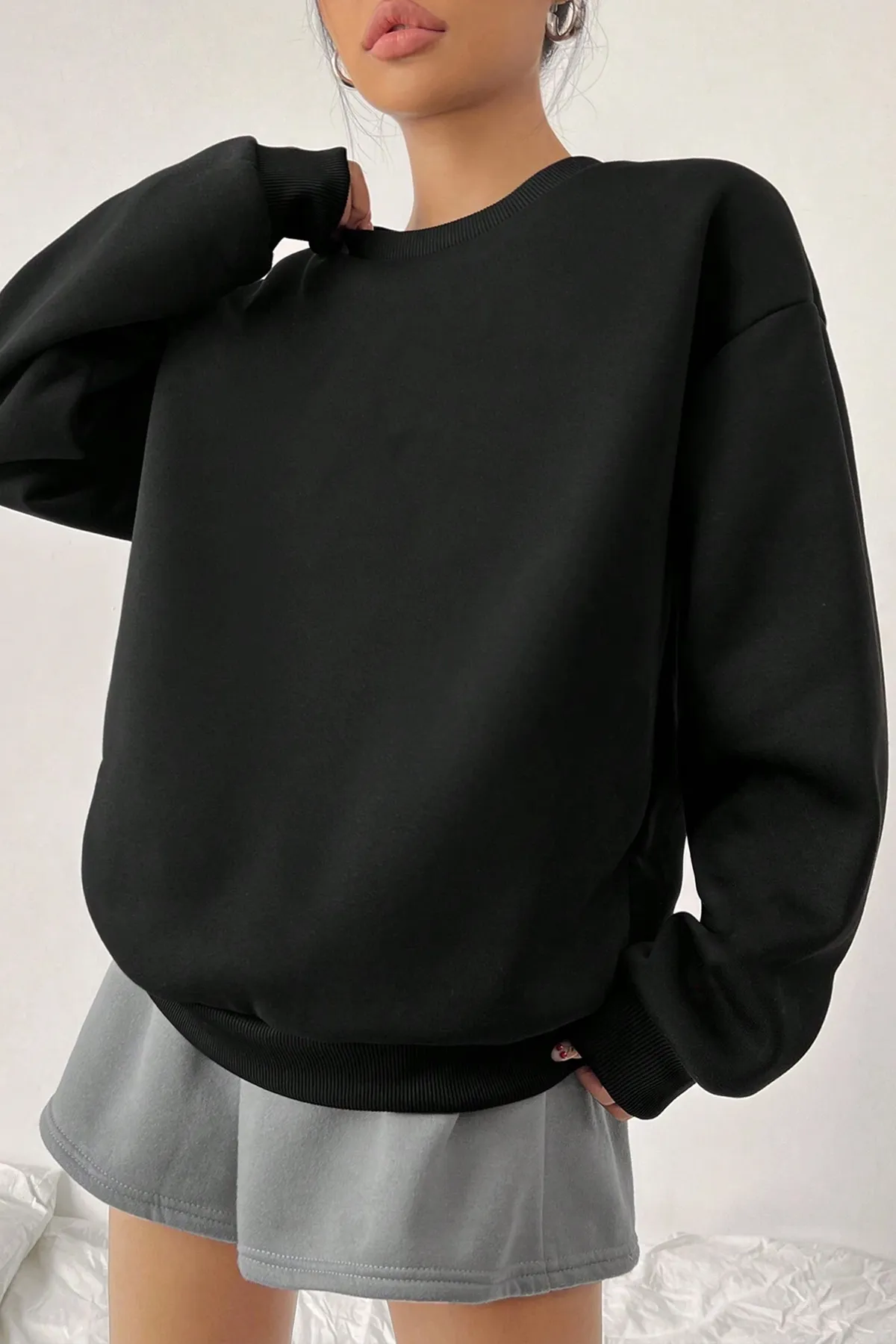 uyguntarz  Unisex-Sweatshirt mit Rundhalsausschnitt und süßem Katzenprint