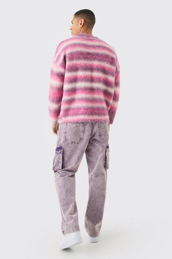 Gestreiftes gestricktes Sweatshirt in Pink