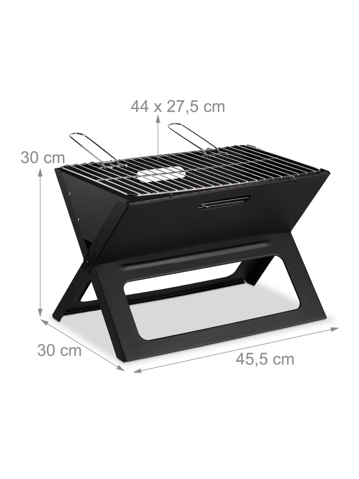 relaxdays Klappgrill in Schwarz - (B)45,5x (H)30 x (T)30 cm günstig kaufen onesize