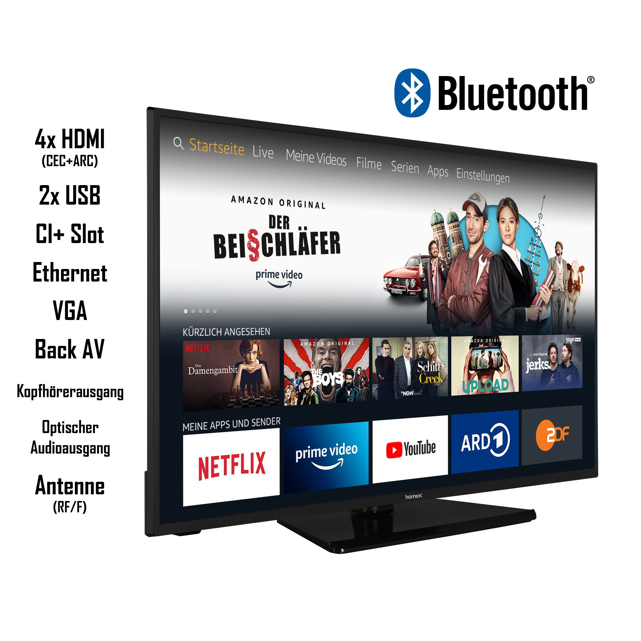 homeX UA43FT5505 LCD-LED Fernseher (108 cm/43 Zoll, 4K Ultra HD, Fire TV, HDR Dolby Vision, Triple-Tuner, Alexa)