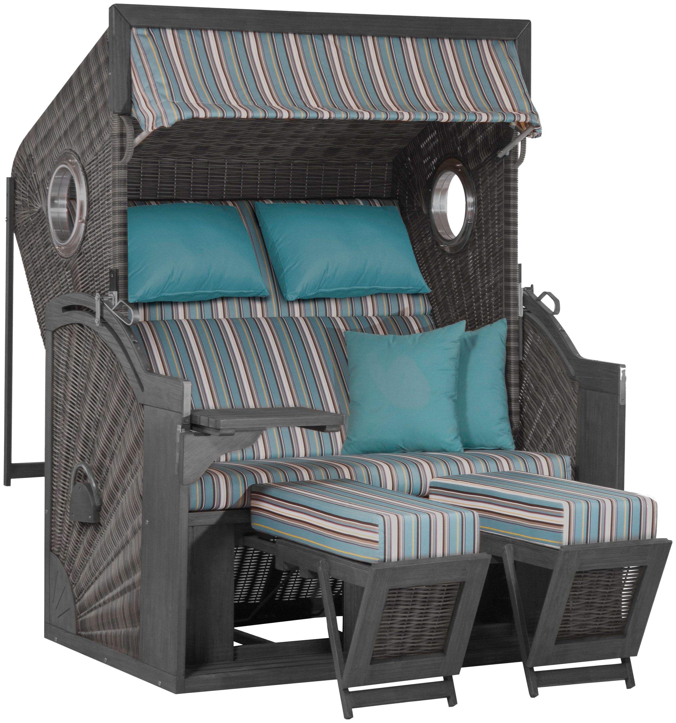deVries Strandkorb, BxTxH: 135x92x165 cm, Halblieger, Ostsee-Modell