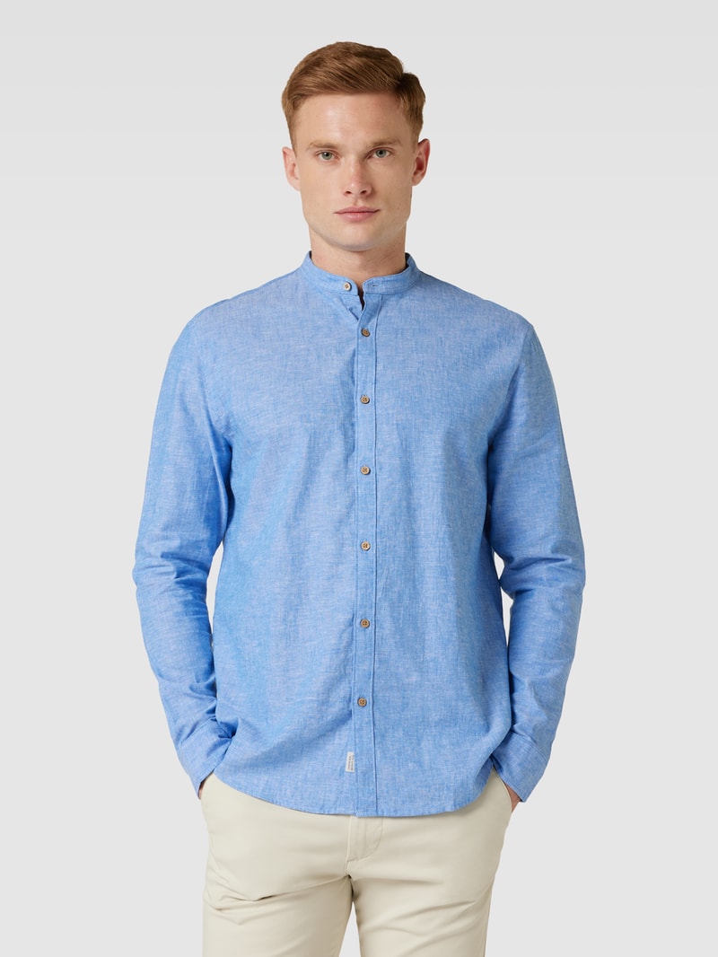 Tailored Fit Freizeithemd mit Stehkragen in royalblau