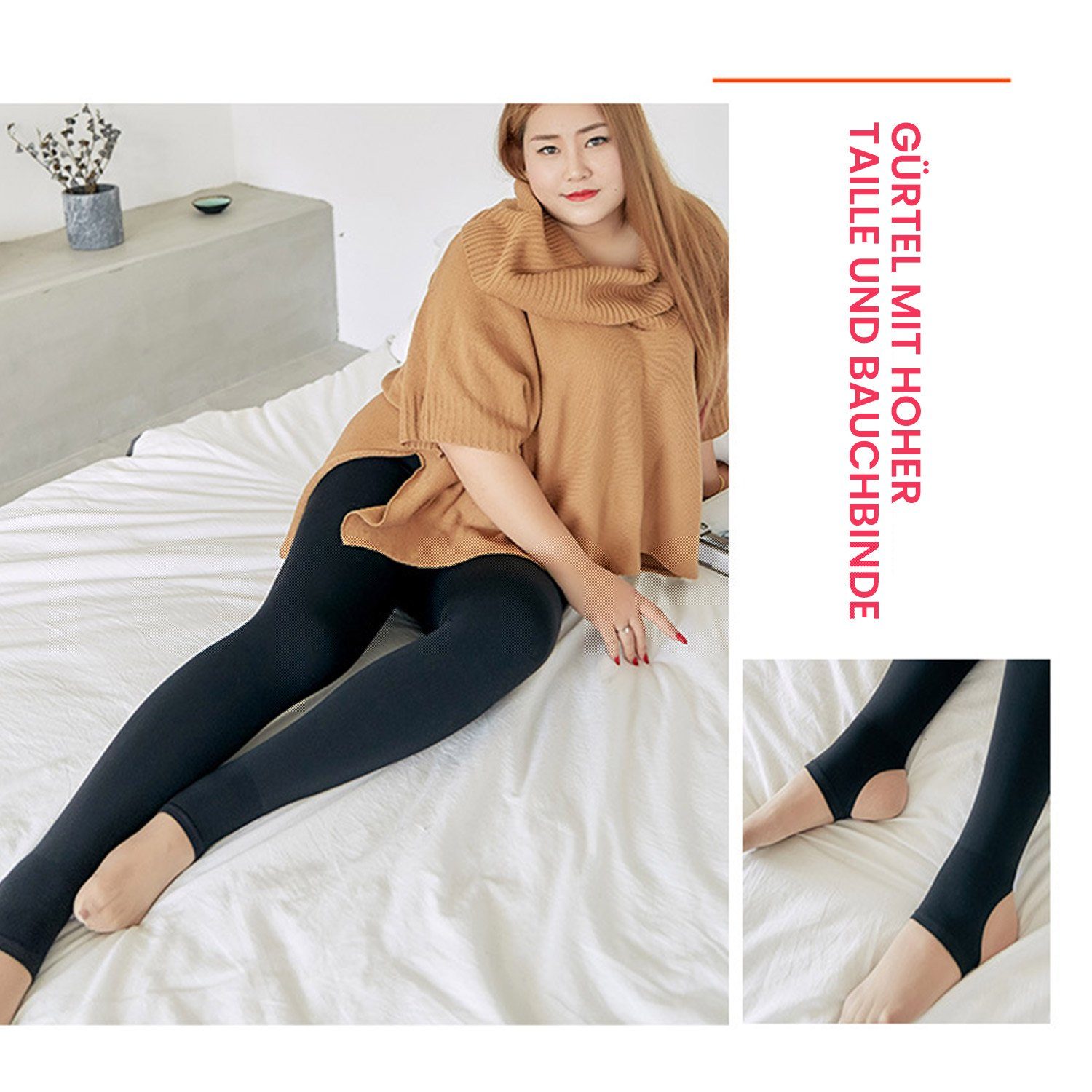 TOPMELON Thermoleggings Warme Fleece-gefütterte Winter-Leggings für Damen