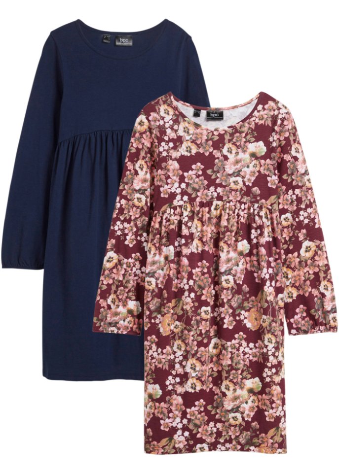 Mädchen Jerseykleid mit Blumendruck (2er Pack)