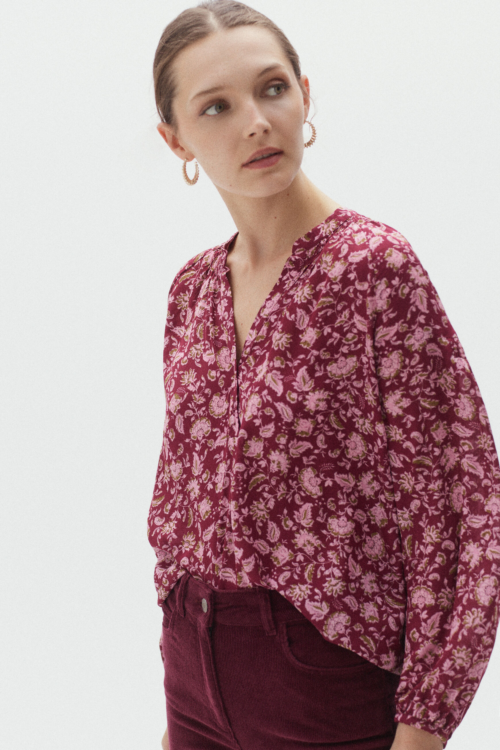 chemisier maelle rose cerise femme