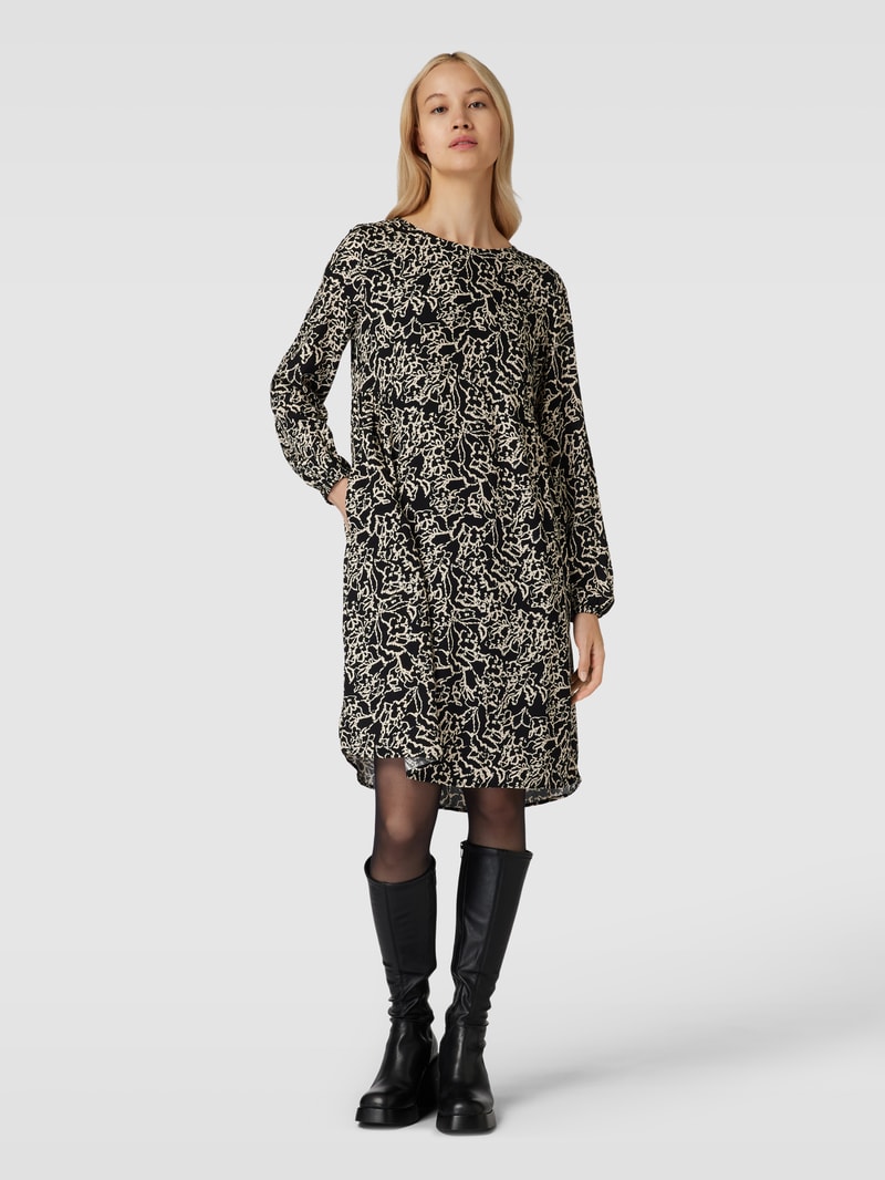 Knielanges Kleid mit Allover-Muster in schwarz