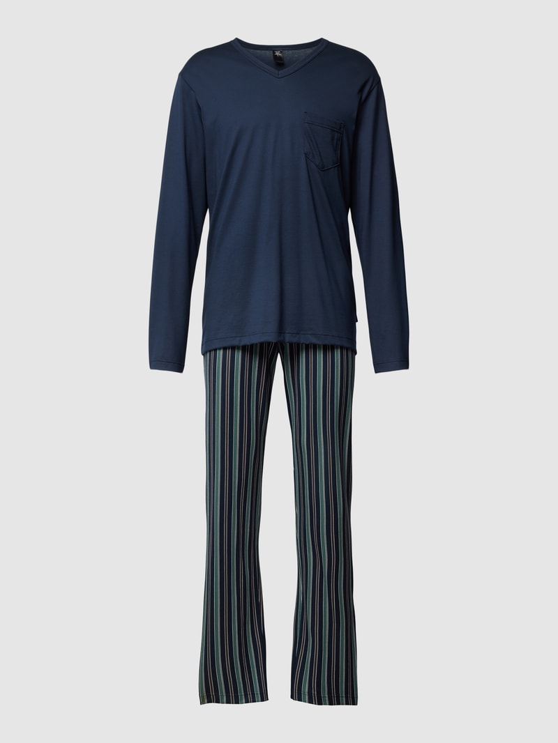 Pyjama mit Streifenmuster in dunkelblau