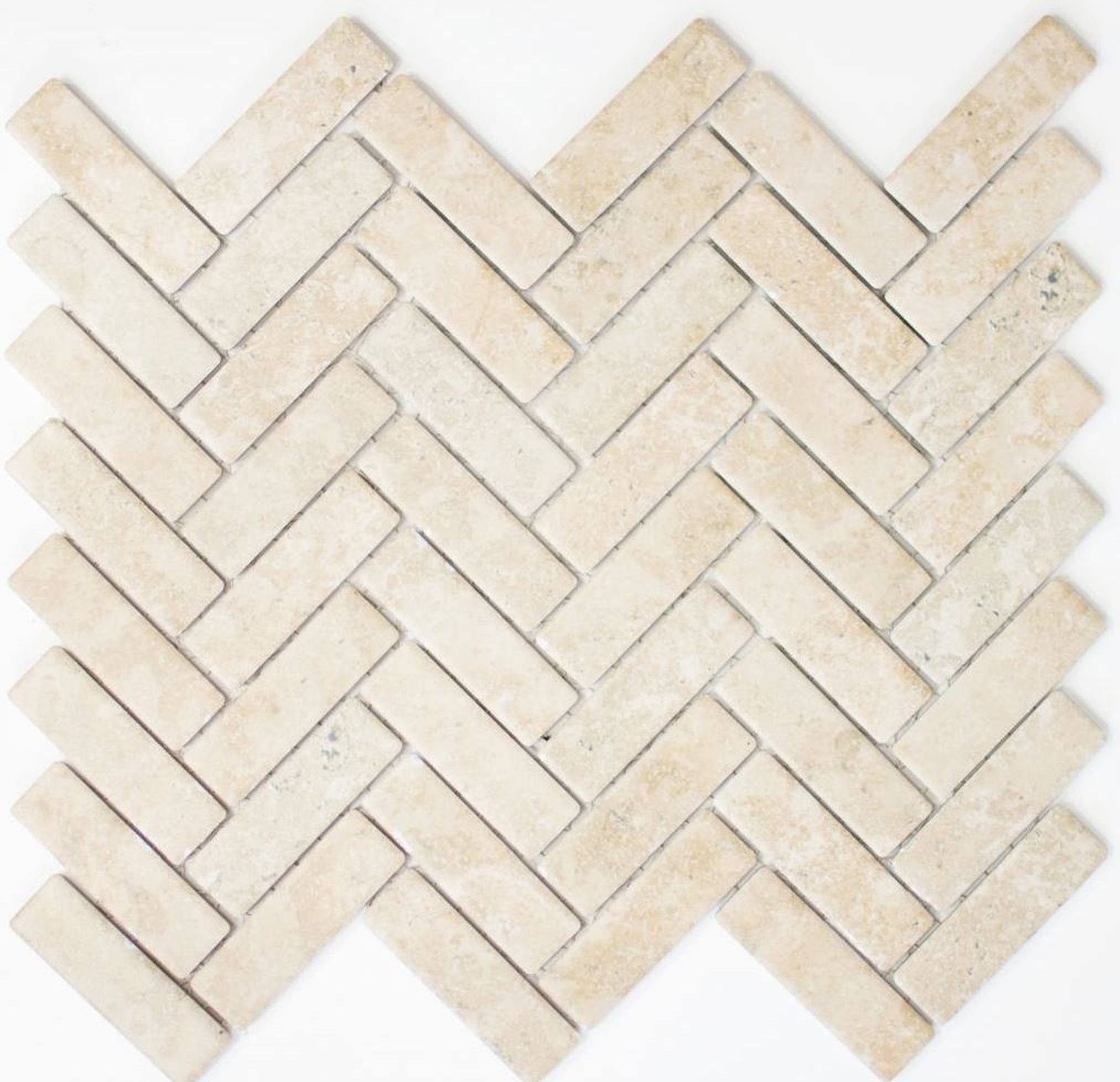 Mosani Mosaikfliesen Fischgrät Mosaikfliese Keramik Steinoptik hellbeige Küche