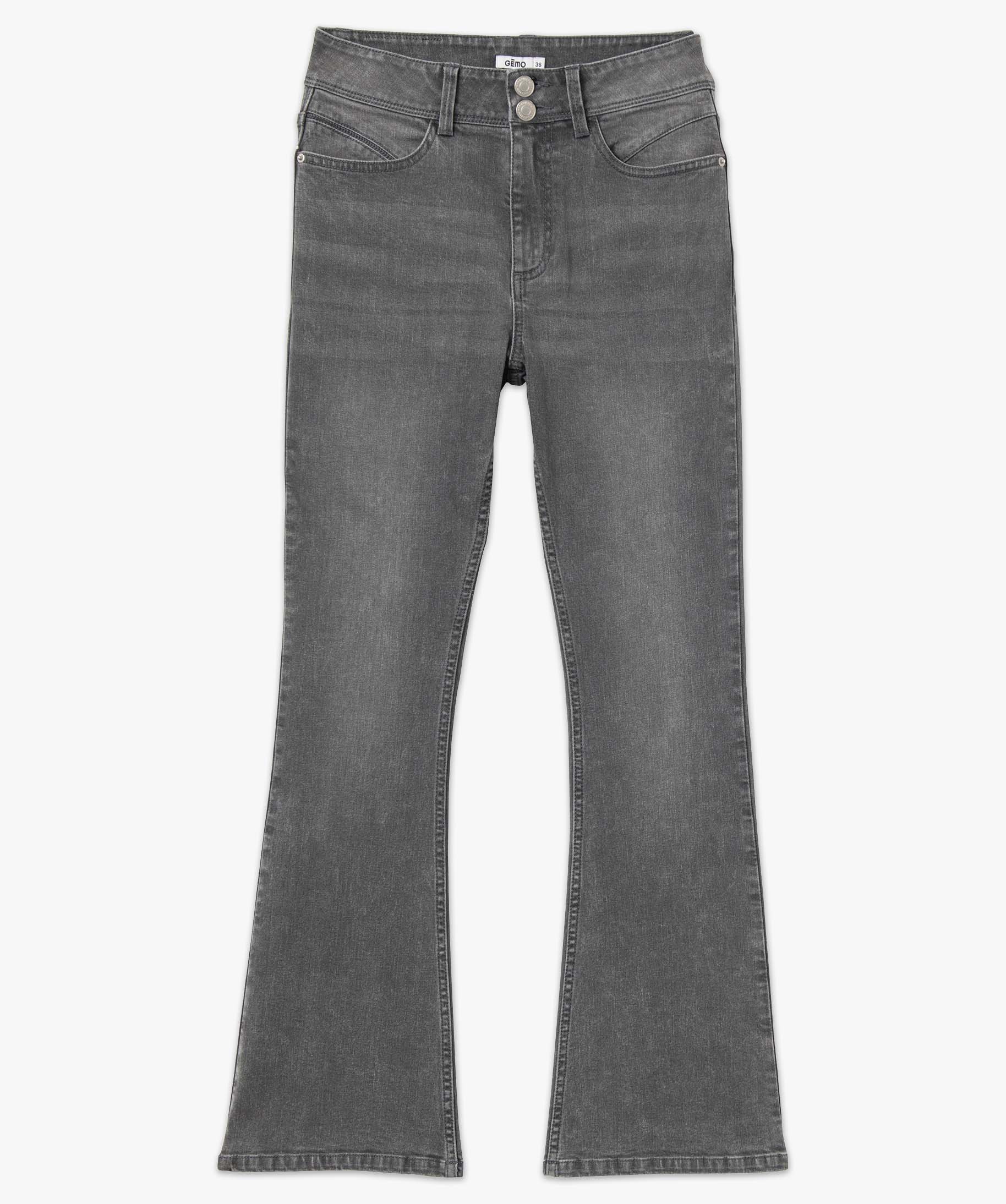 Jean femme coupe Bootcut taille haute grey | GEMO