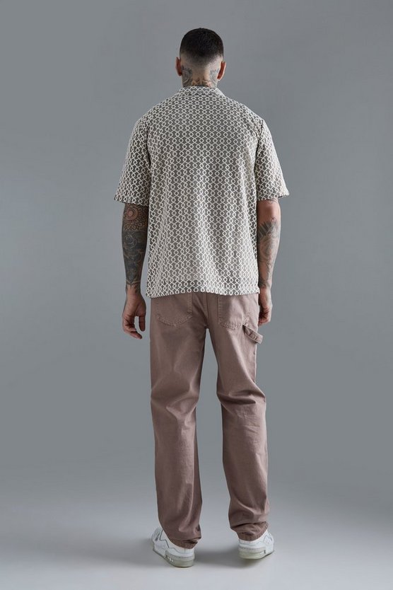 Tall kurzärmliges Hemd mit abstraktem Print
