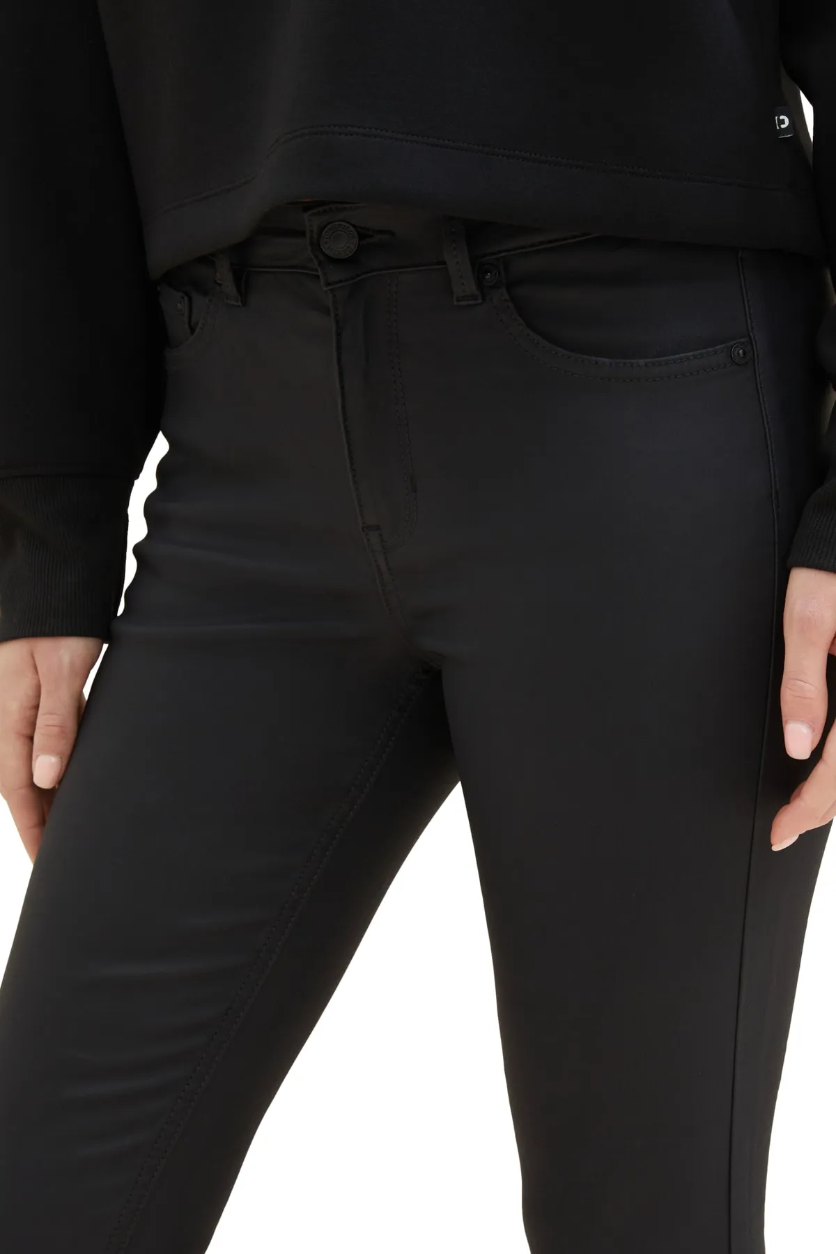 Tom Tailor  Jeans Damen/Mädchen beschichteter schwarzer Denim