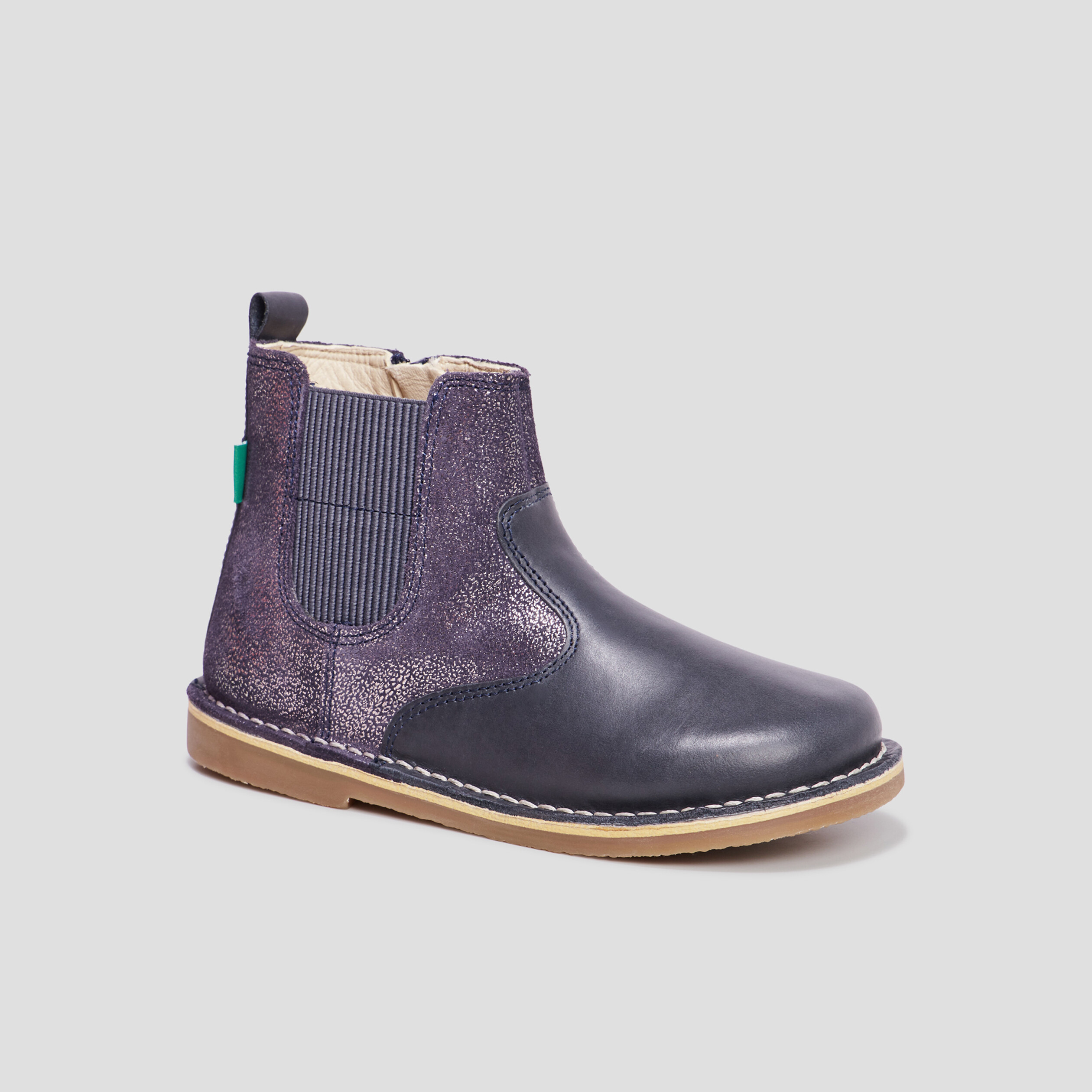 Bottines irisées en cuir Kickers Maelio bleu marine fille | La Halle
