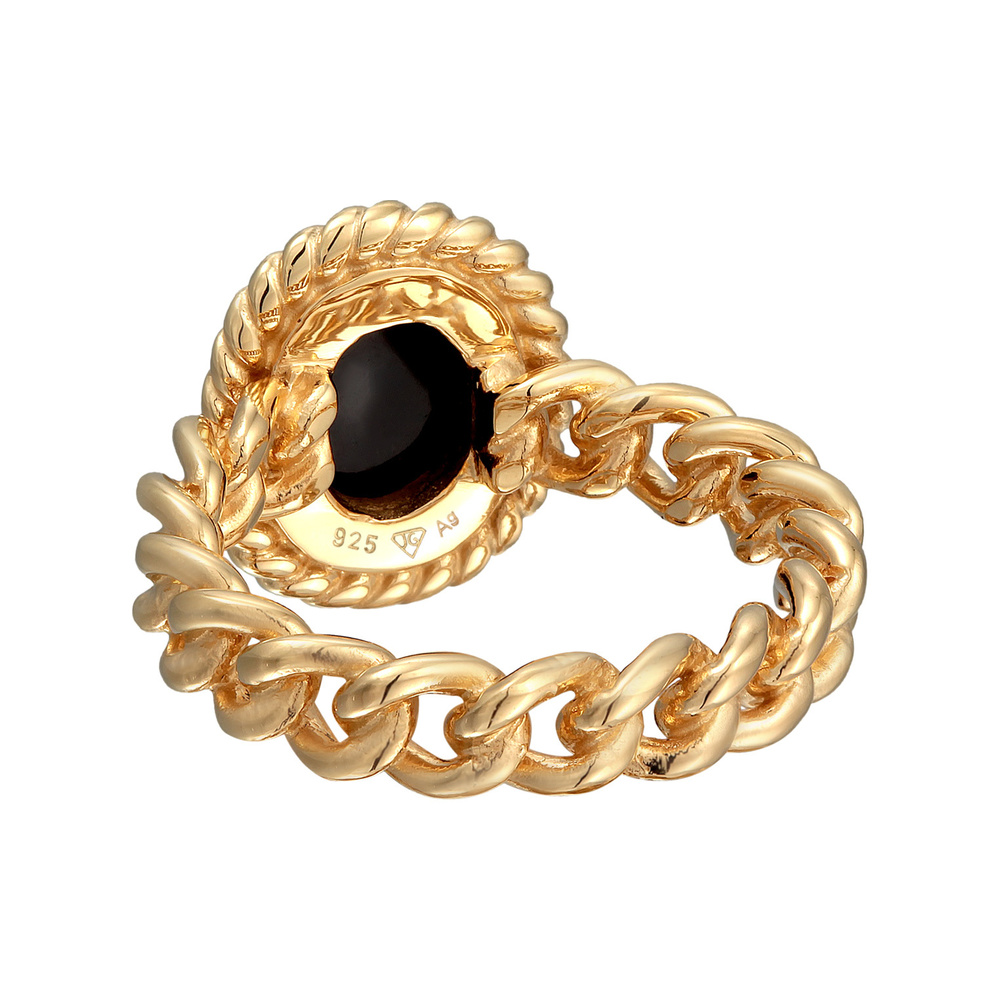 Elli PREMIUM Elli PREMIUM Bague Femmes Solitaire Classique Optique de Chaîne avec Onyx en arge Bague