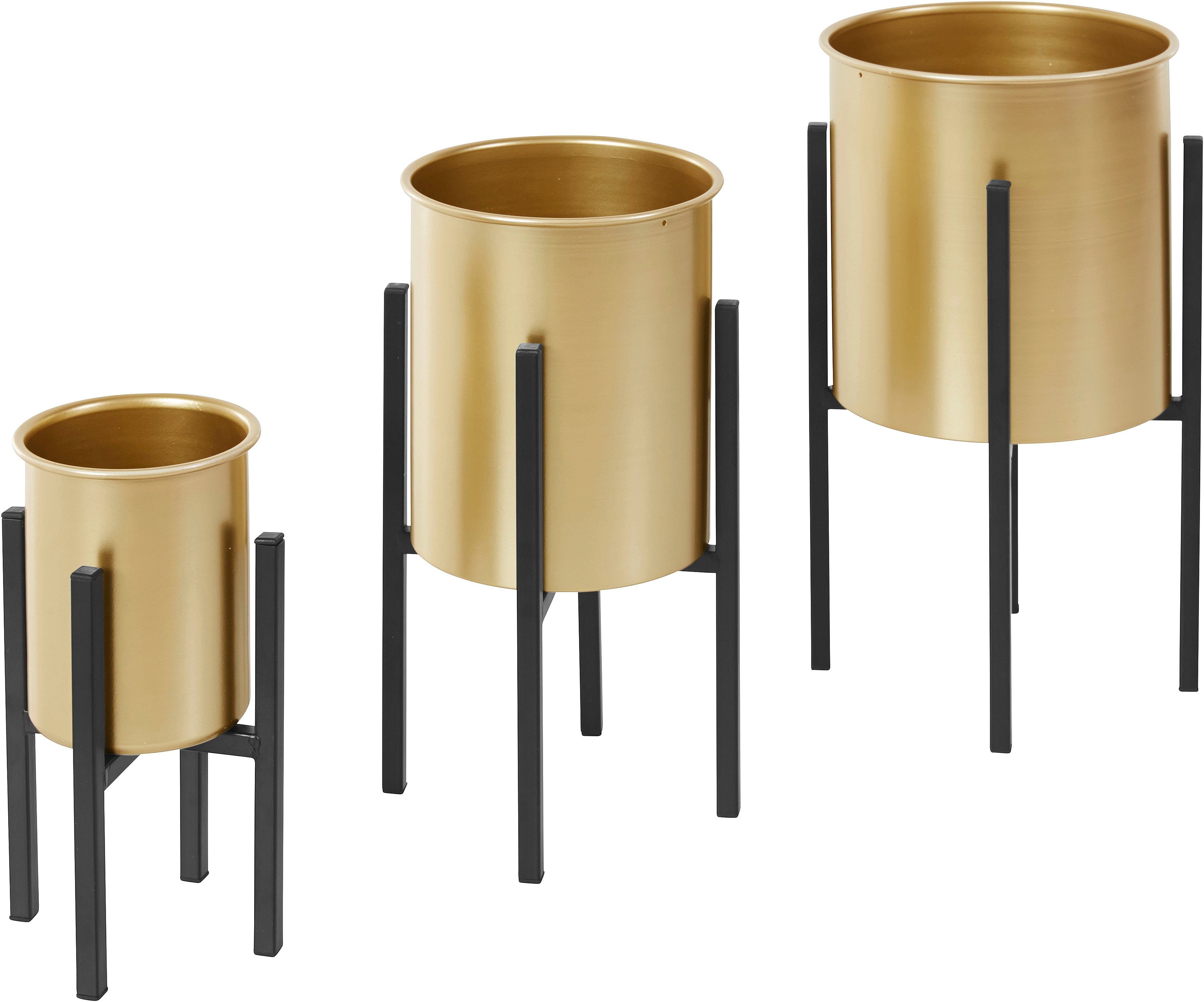 Leonique Übertopf (Set, 3 St), aus Metall, gold