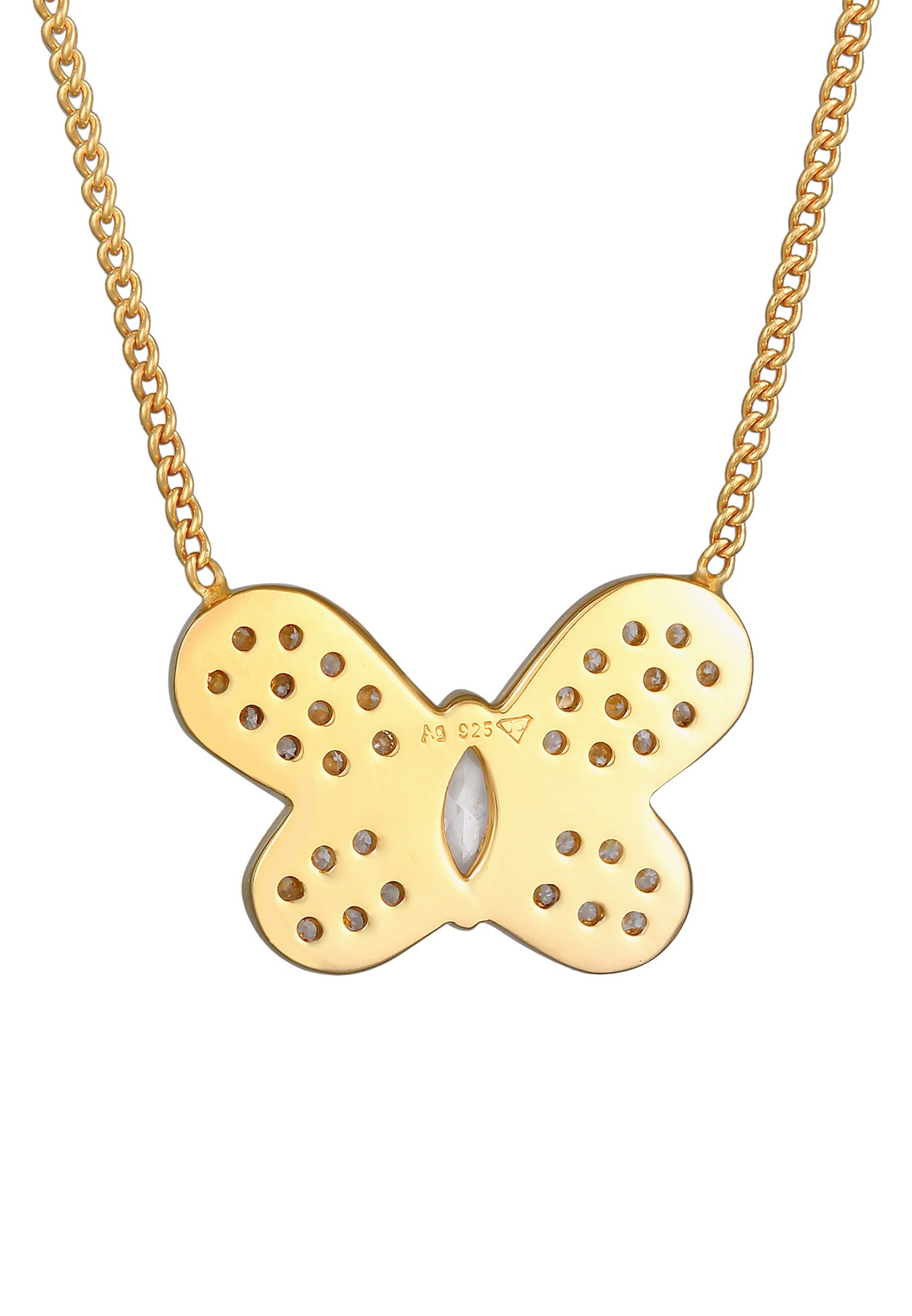 Ciondolo da donna Elli, trendy e scintillante, a forma di farfalla con zirconi, in argento sterling 925.