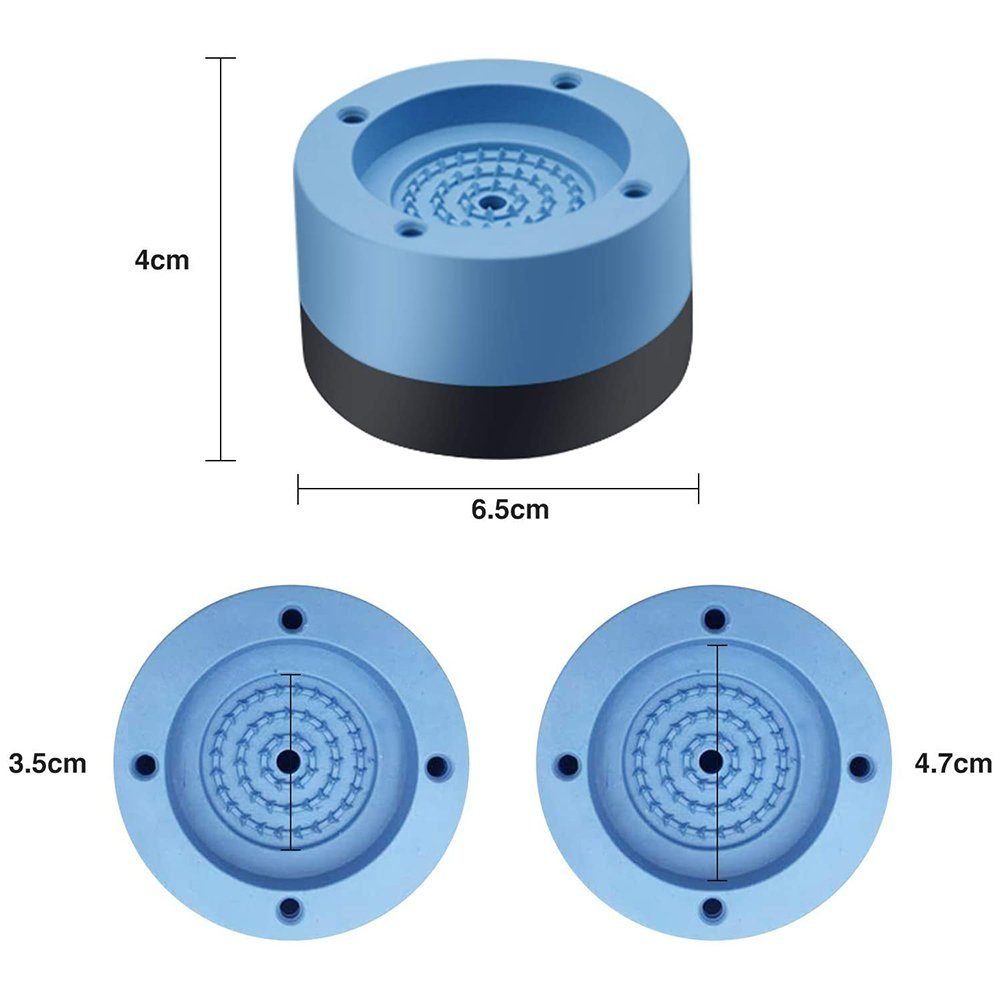 TUABUR Waschmaschinenuntergestell 4 Waschmaschinenfüße mit Anti-Rutsch- und Anti-Vibrations-Pads (4 cm)