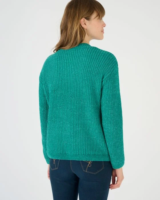 Pull maille chenille torsadé