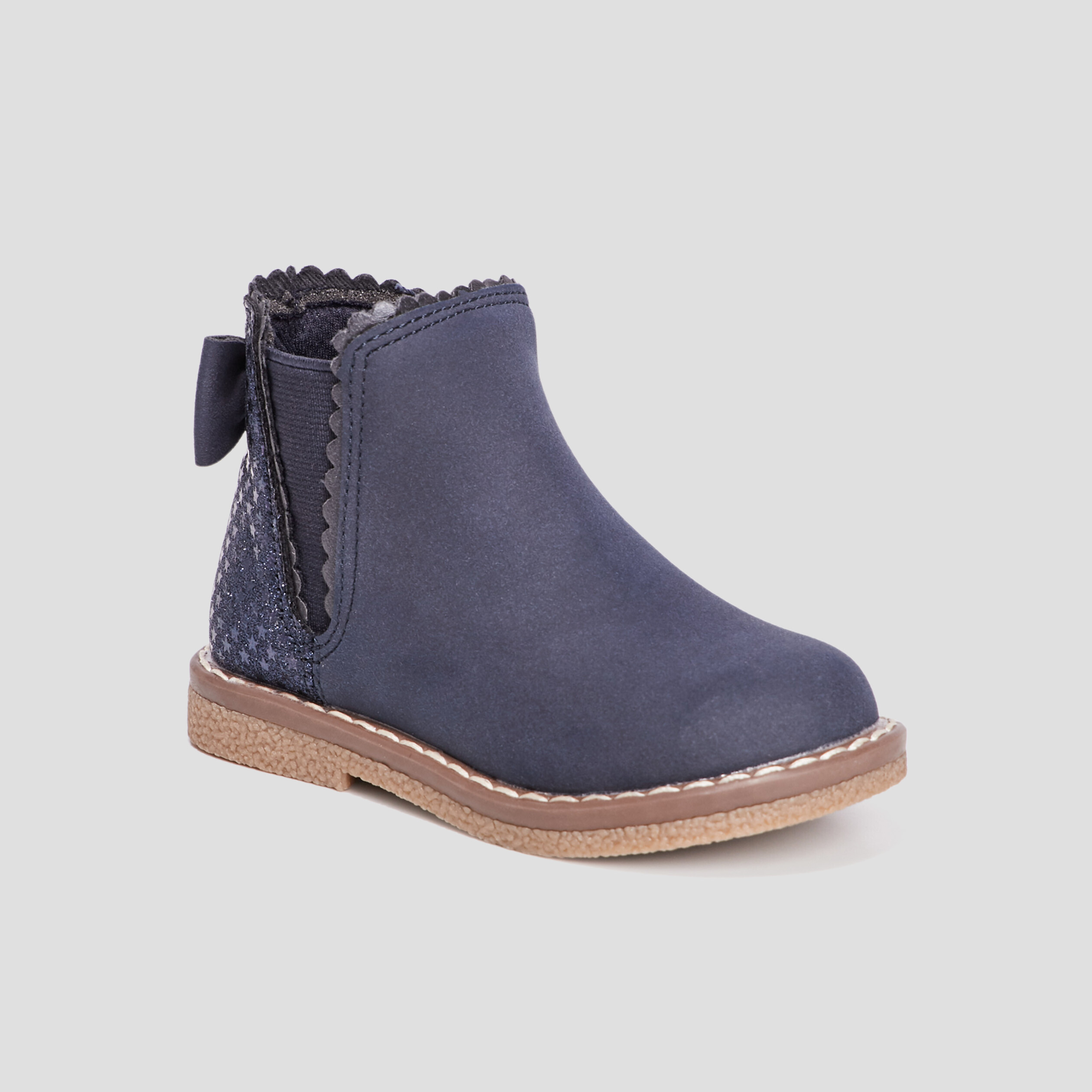 Bottines zippées avec noeud bleu bébé fille | La Halle