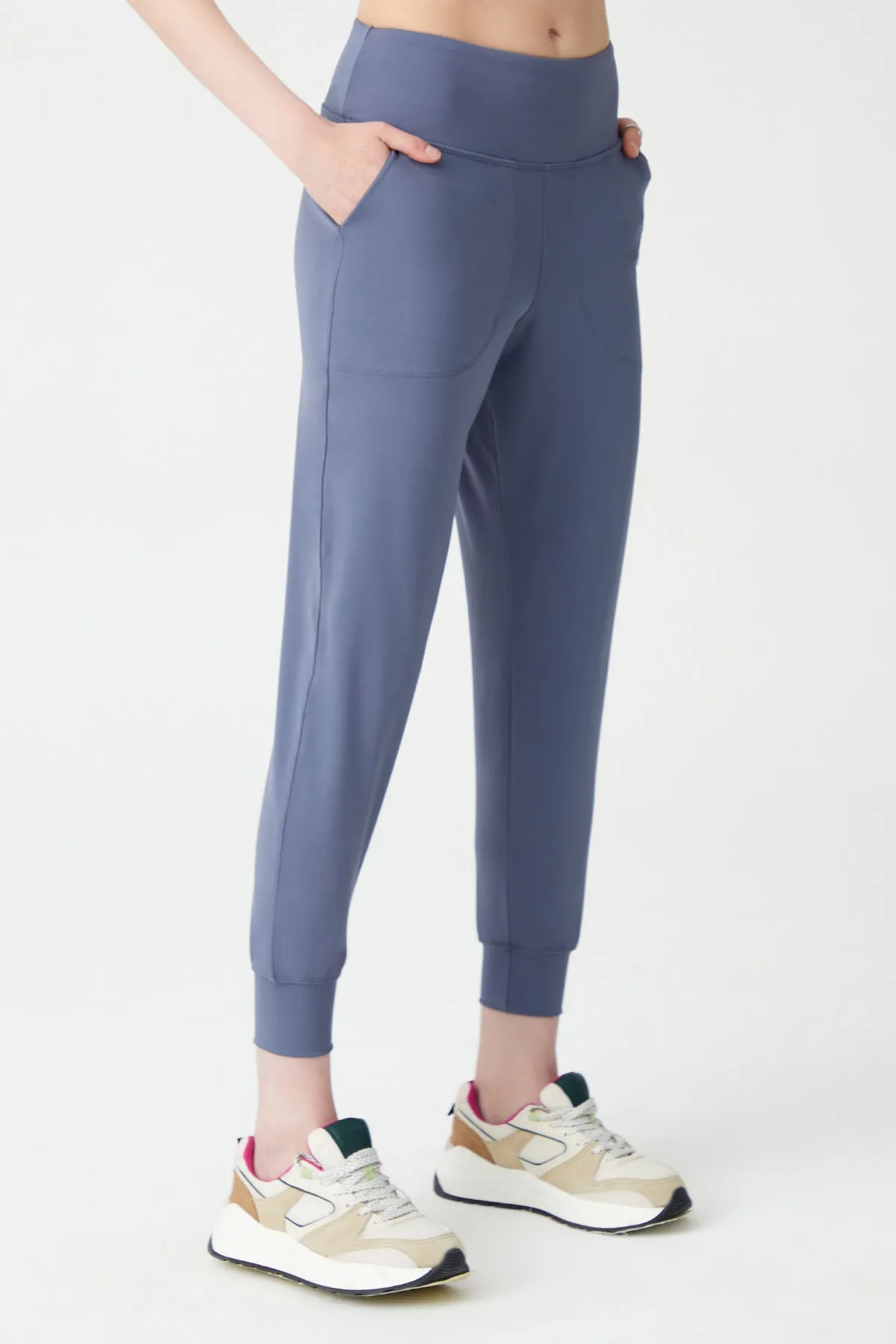 LOS OJOS  Anthrazitfarbene Jogginghose mit hoher Taille für Damen