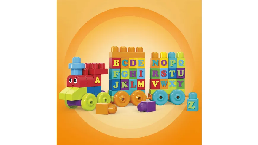 Mega Bloks ABC Lernzug (60 Teile), Steck-Bausteine, Bauklötze, Lernspielzeug