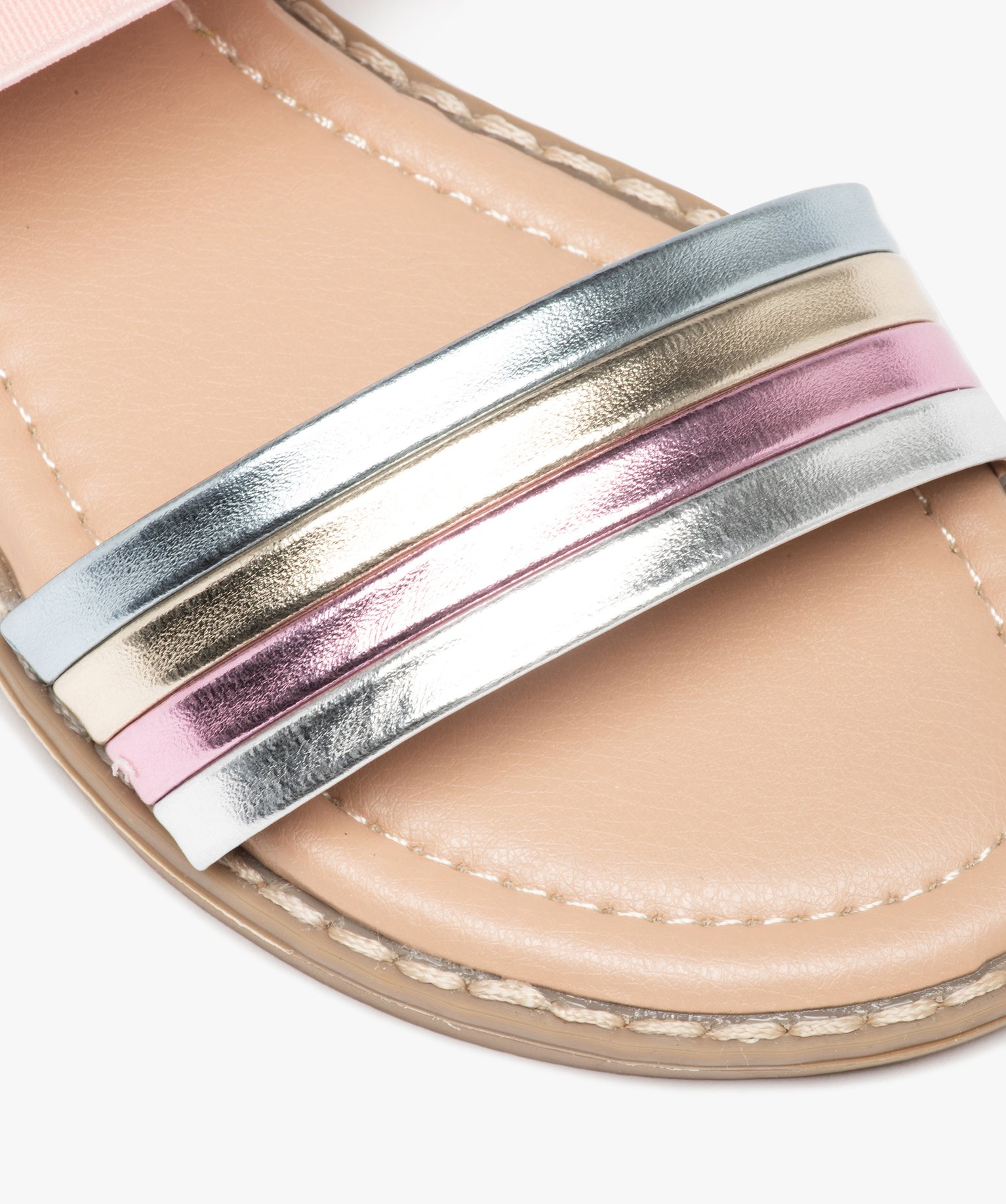 Sandales fille multicolore effet métallisé avec bande éla... rose | GEMO