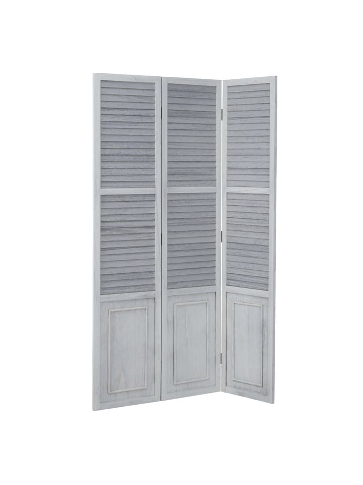 Homestyle4u 3-tlg. Paravent in Weiß Grau 120x170 günstig kaufen onesize