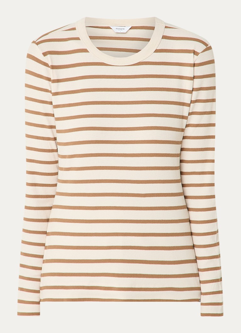 Penn & Ink  Ribgebreide longsleeve met streepprint