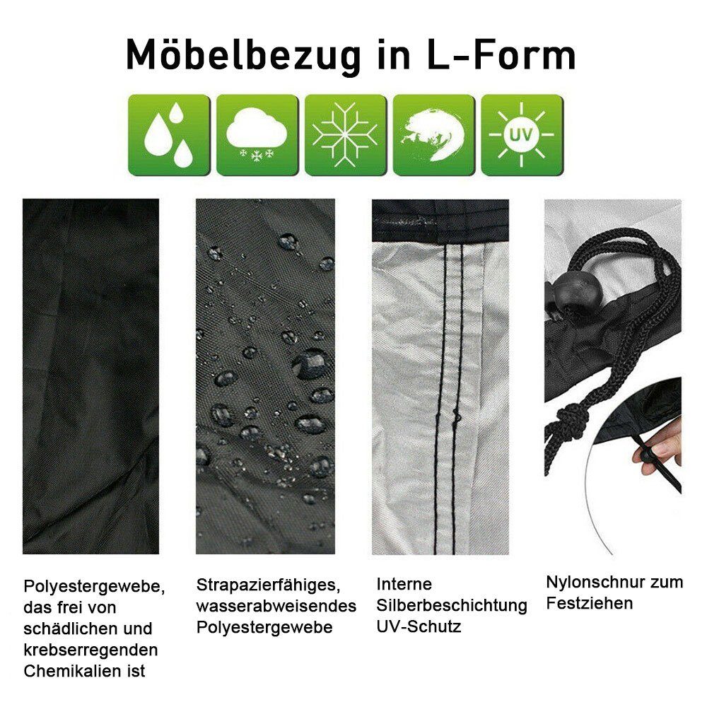 Rosnek Gartenmöbel-Schutzhülle L Form Regenschutz, Staubschutzhüllen,Outdoor Patio Garten, Lounge Set Sofa Schutzhülle