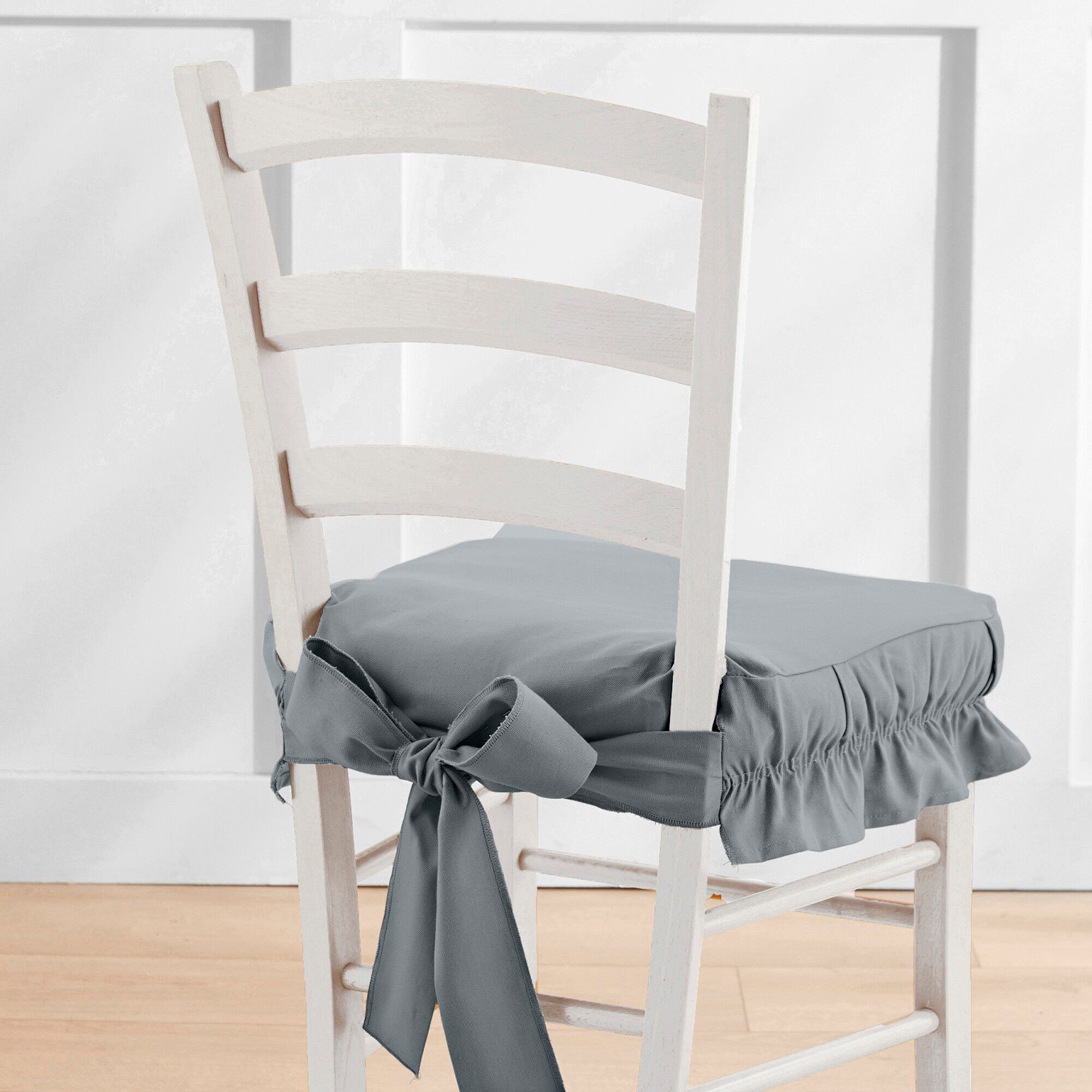 Housse chaise unie volantée coton bachette