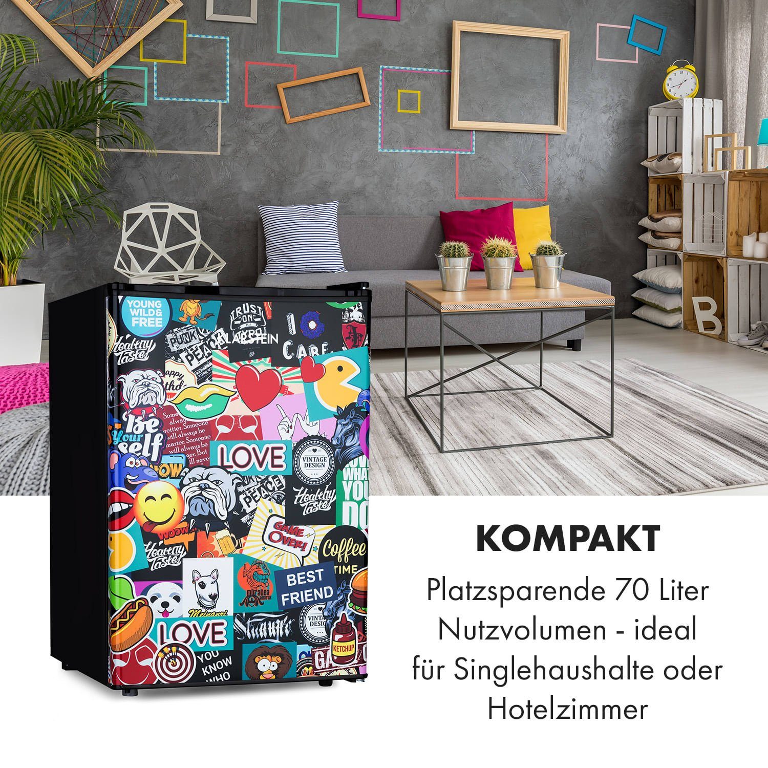 Klarstein Table Top Kühlschrank HEA14-CoolVibe-70L 10035252, 47 cm hoch, 44.5 cm breit