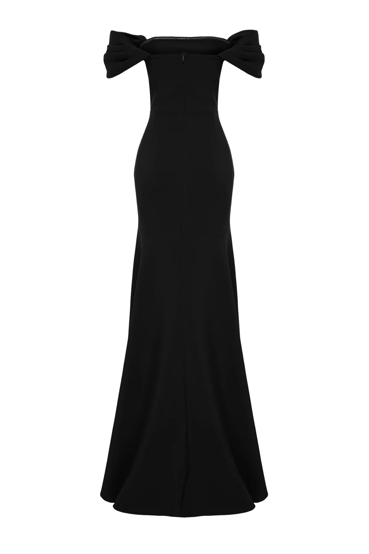 Trendyol Collection  Schwarzes, gerade geschnittenes, gewebtes Abendkleid und Abschlusskleid TPRSS24AE00060