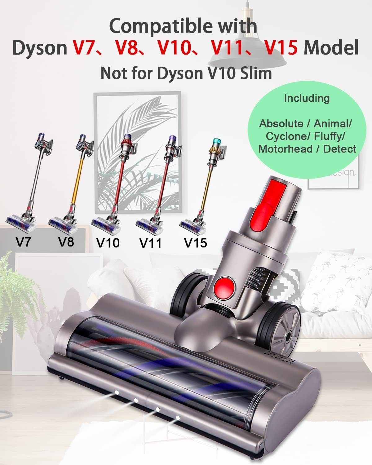 megadot Staubsaugerdüsen-Set Bürste Zubehör Staubsauger Ersatz mit Extras Rollpinsel, Zubehör für Kompatibel mit Dyson V7 V8 V10 V11 V15, (2-tlg)