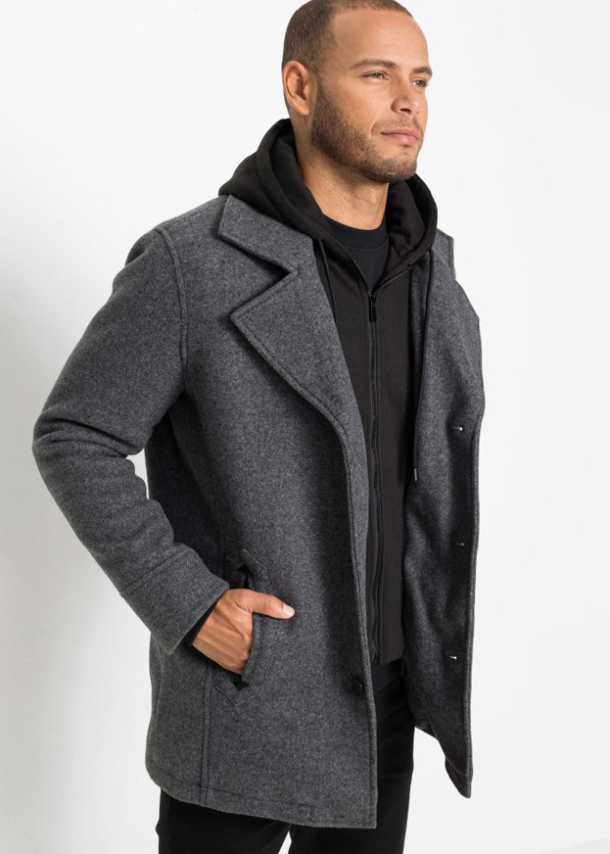 Lang-Jacke in Wolloptik