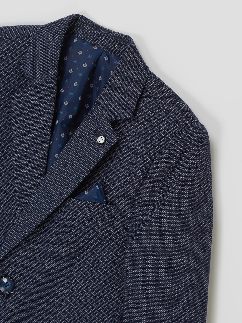 Slim Fit 2-Knopf-Sakko mit Viskose-Anteil in marineblau