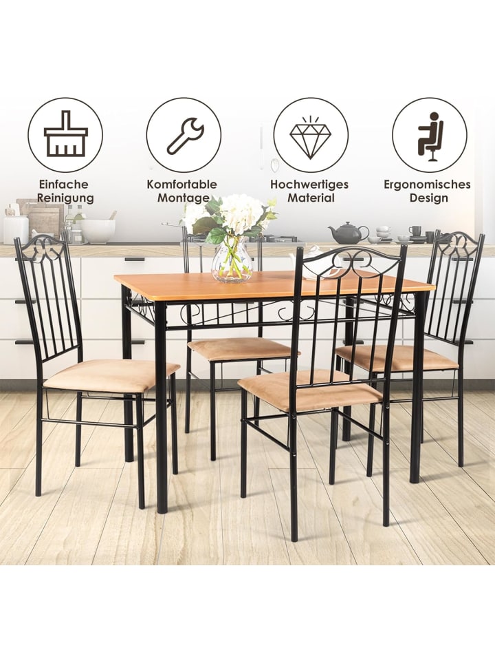 COSTWAY Essgruppe 5 tlg Set in Braun günstig kaufen onesize