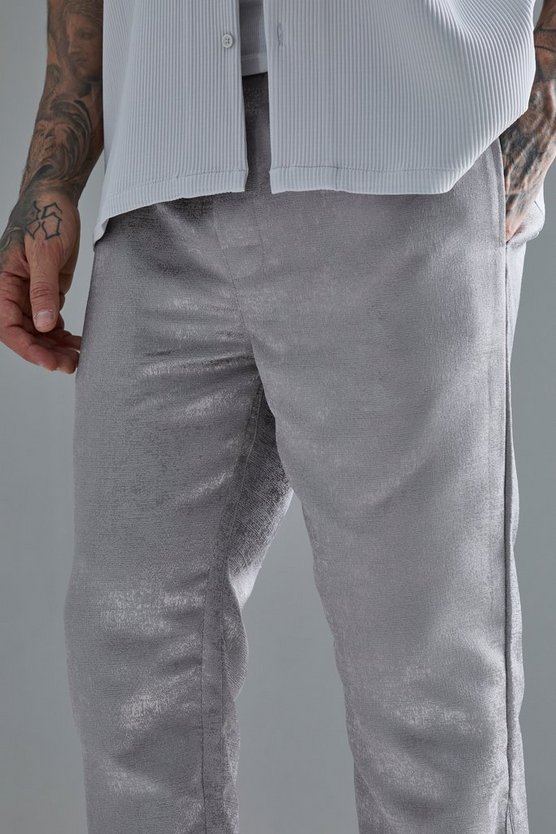 Strukturierte Slim-Fit Hose mit elastischem Bund