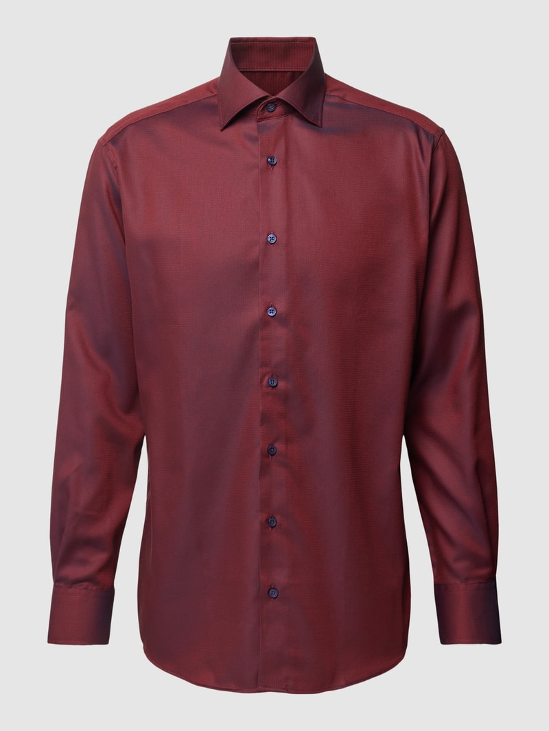 Modern Fit Business-Hemd mit Allover-Muster in bordeaux rot