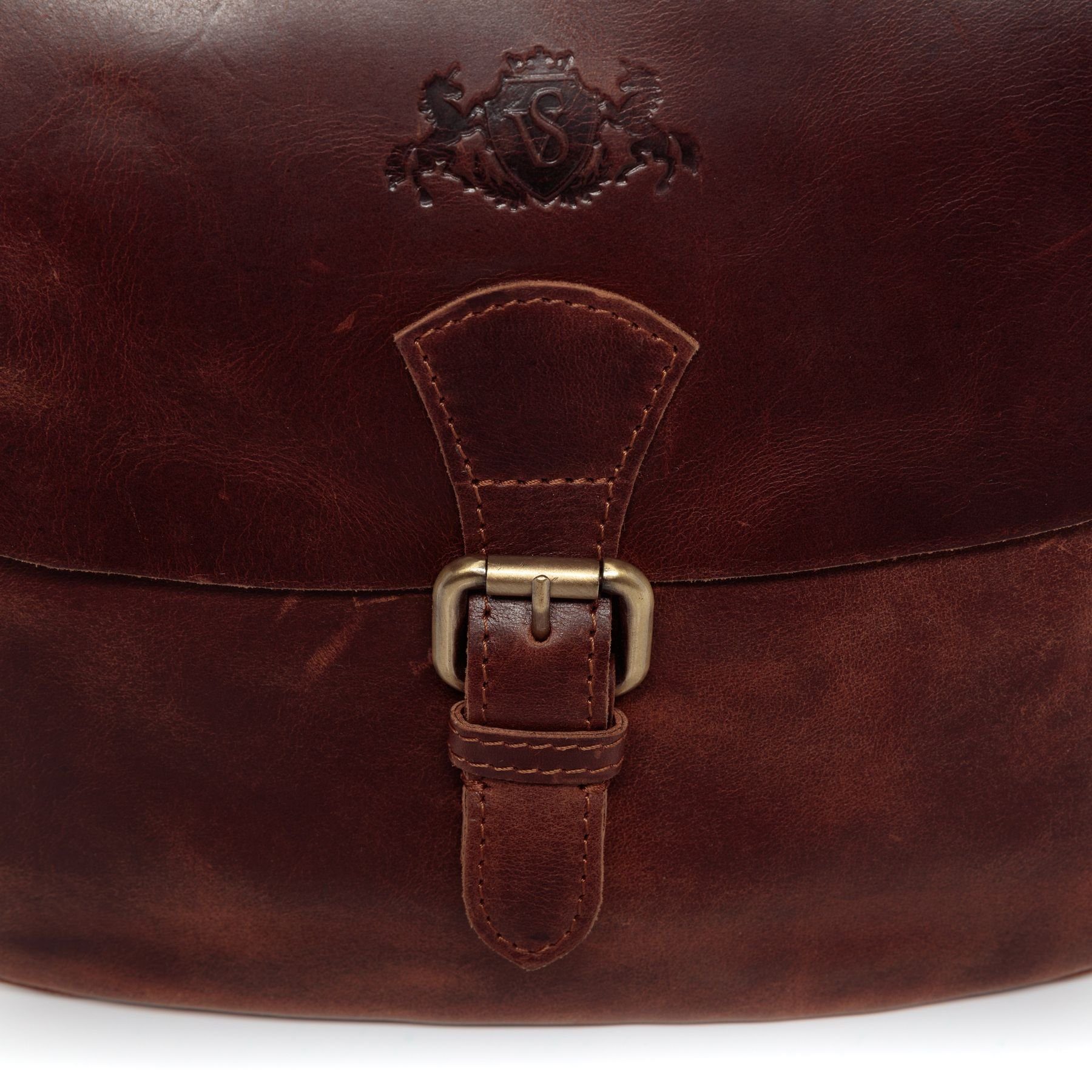 SID & VAIN Schultertasche Leder Umhängetasche Damen YALE, Crossbody Bag Echtleder für Damen, Handtasche mit Schultergurt braun