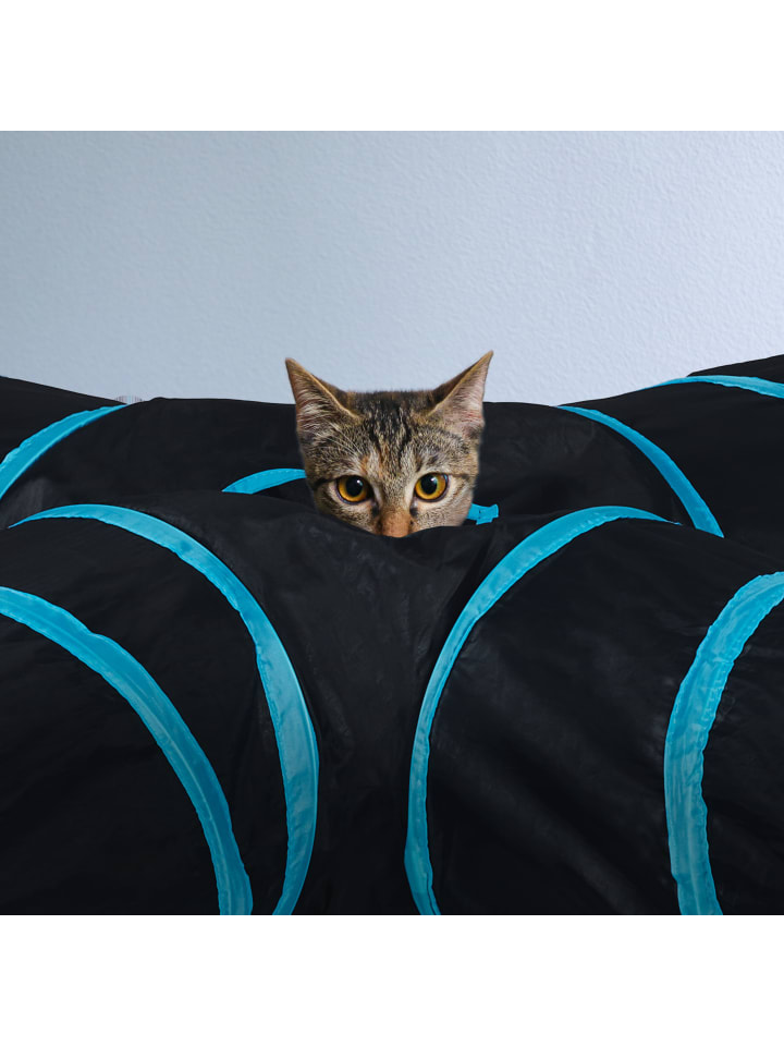 relaxdays Katzentunnel in Schwarz/ Blau günstig kaufen onesize