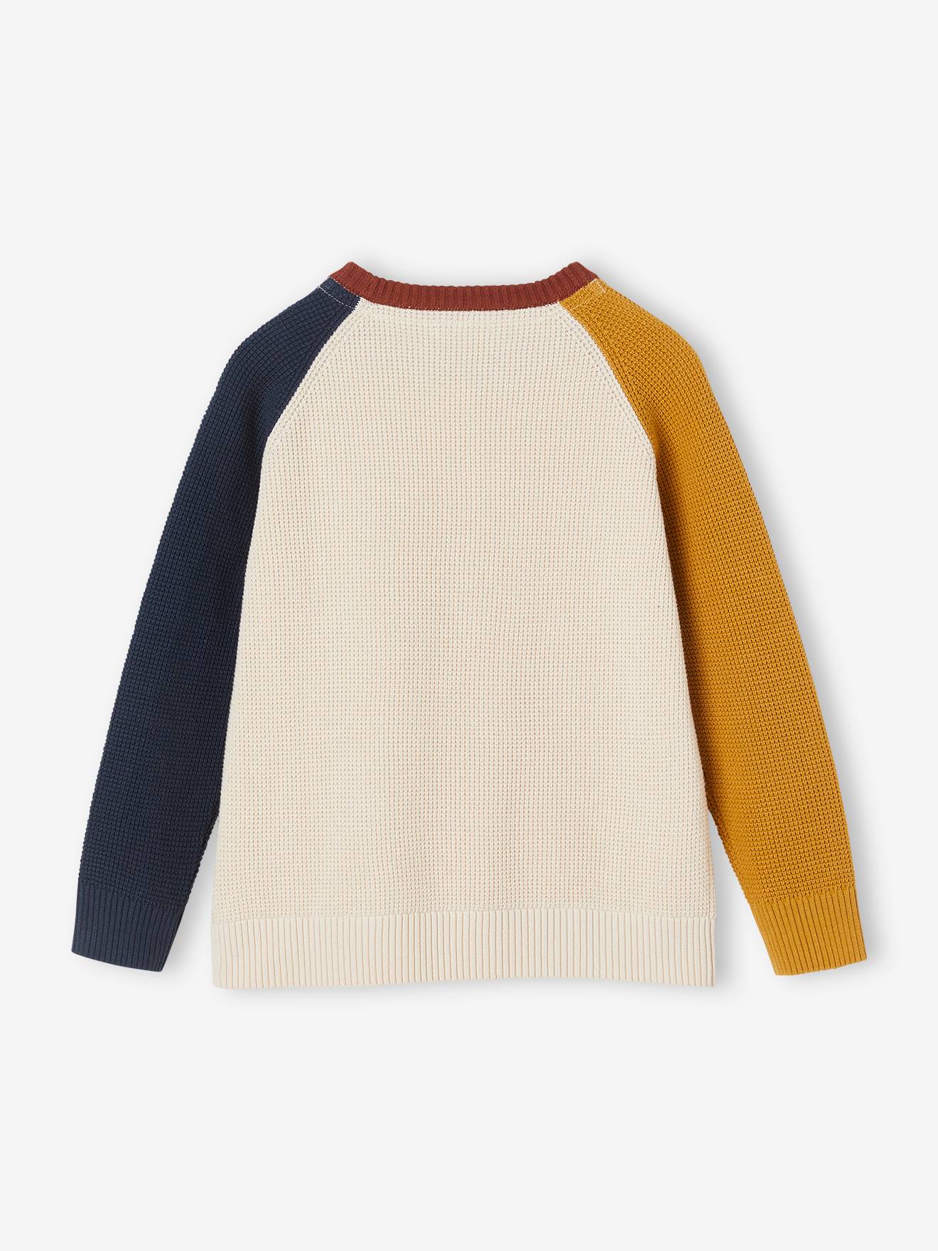 Pull colorblock pop garçon écru