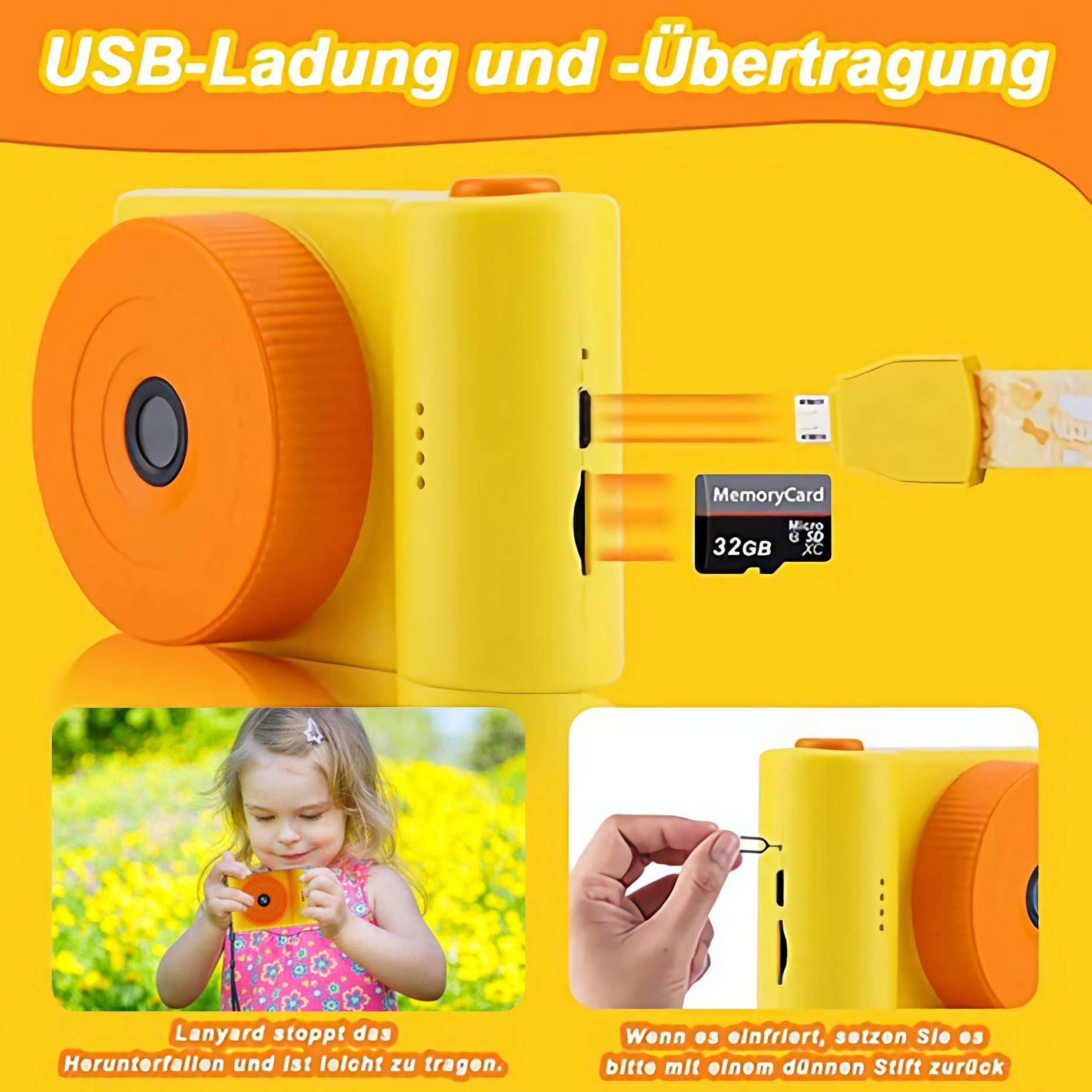 Fine Life Pro Kinderdigitalkamera Spielzeugkamera Kinder Selfie Kamera Kinderkamera (48 MP, inkl. Kinder Camcorder, WiFi Digitalkamera Fotokamera mit 32GB SD-Karte, Geeignet als Geschenk für Kinder von 3 bis 14 Jahren)
