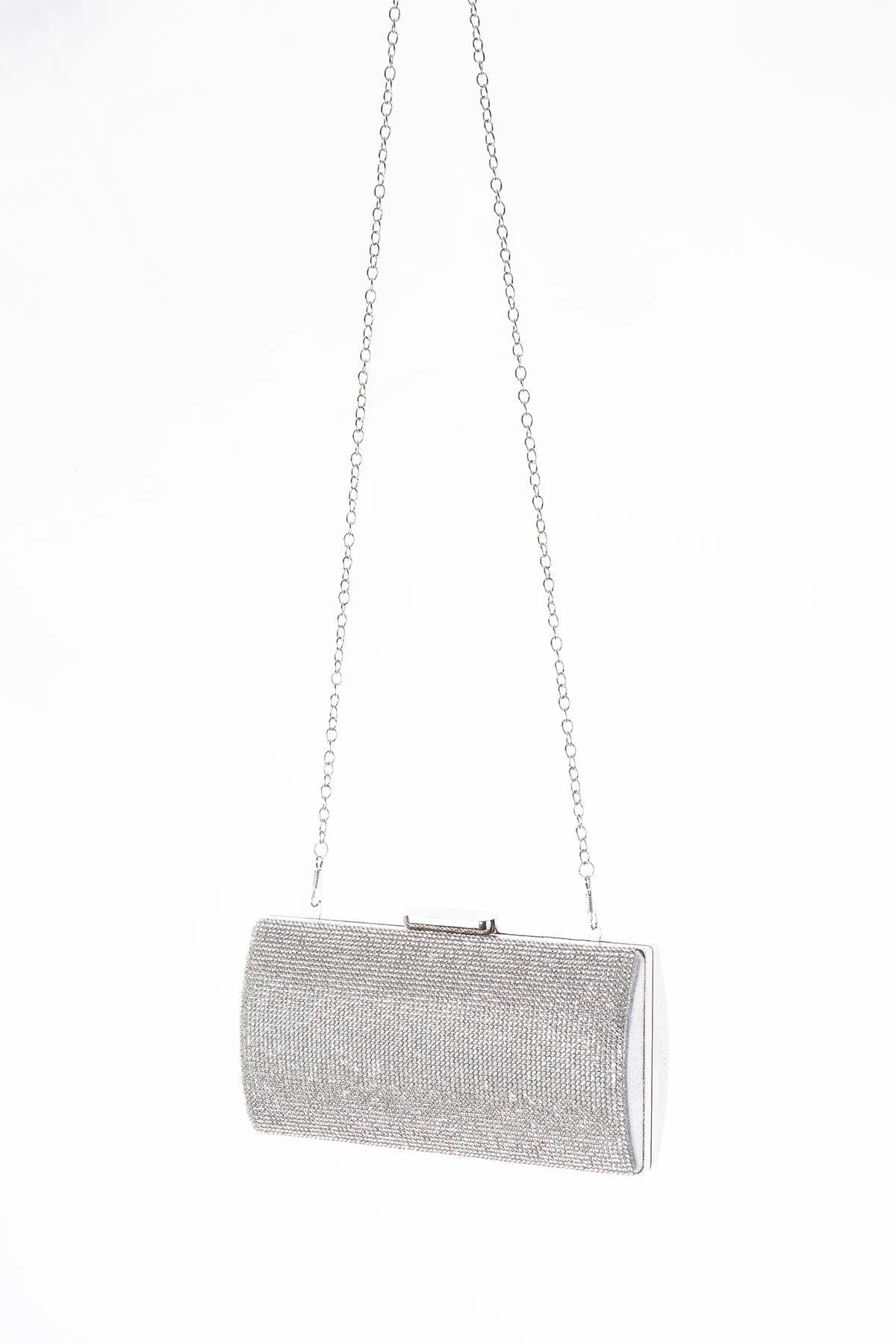 Getcho  Montes Damen-Abendtasche mit Steinstickerei und Kettenriemen