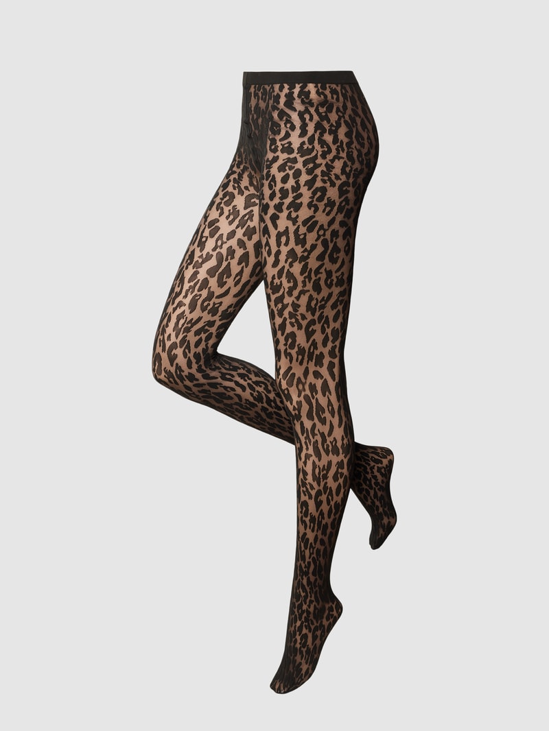 Strumpfhose mit Animal-Print Modell 'Josey' in schwarz