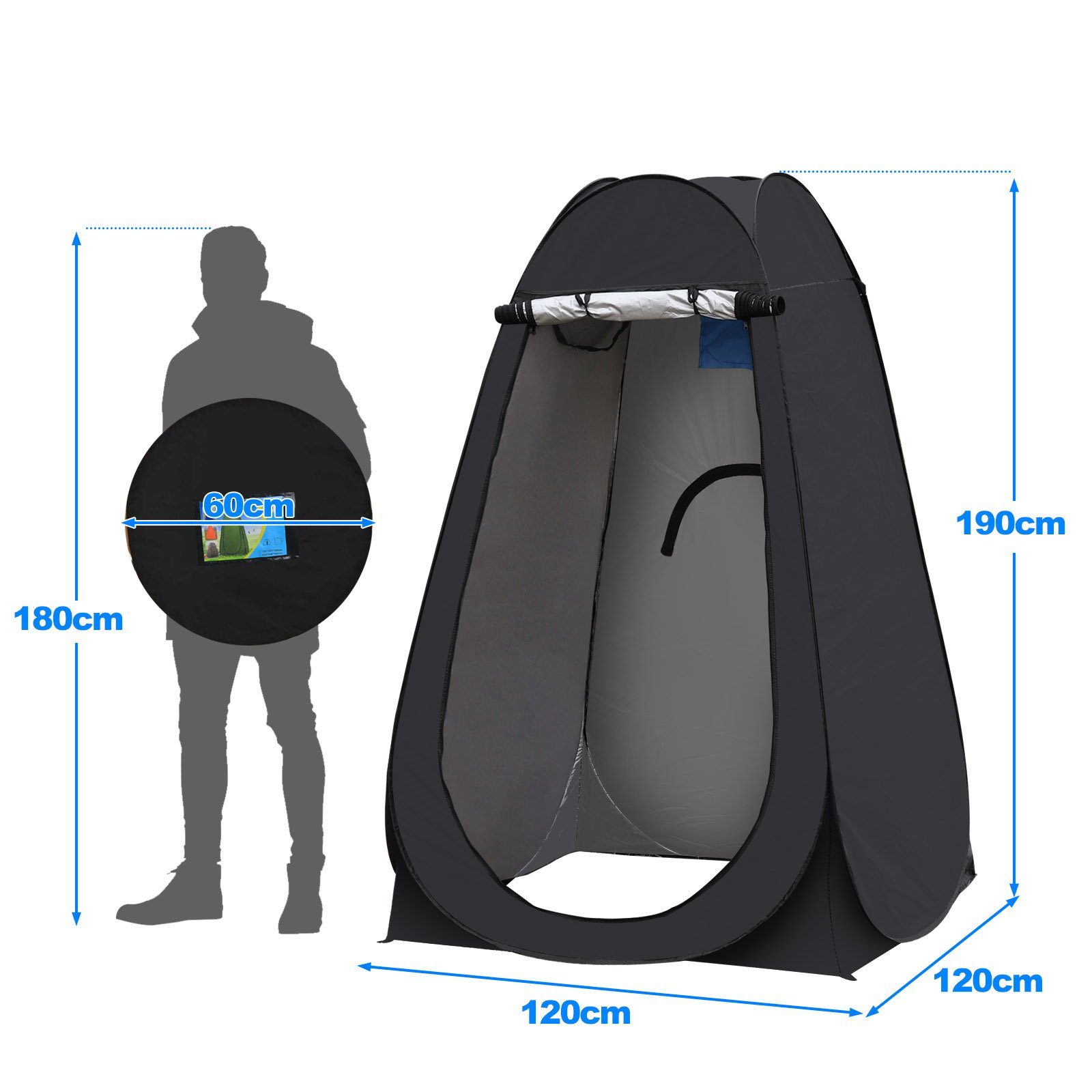 CLIPOP Faltzelt Campingzelt, Personen: 1, 120x120x190cm Duschzelt